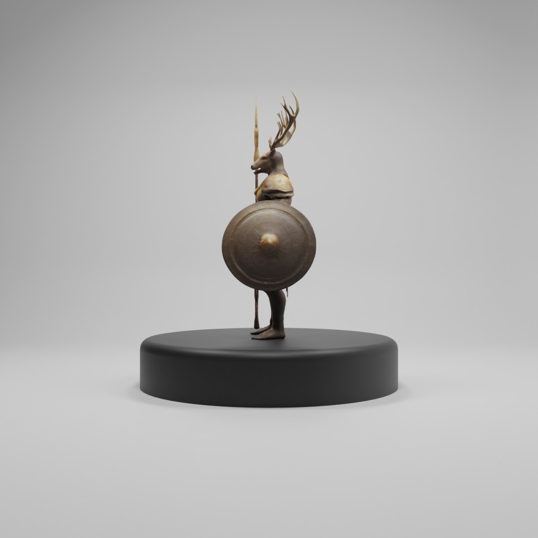 Deer Warrior 3D Model Game-Ready Fantasy Character  Low-poly 3D model_2