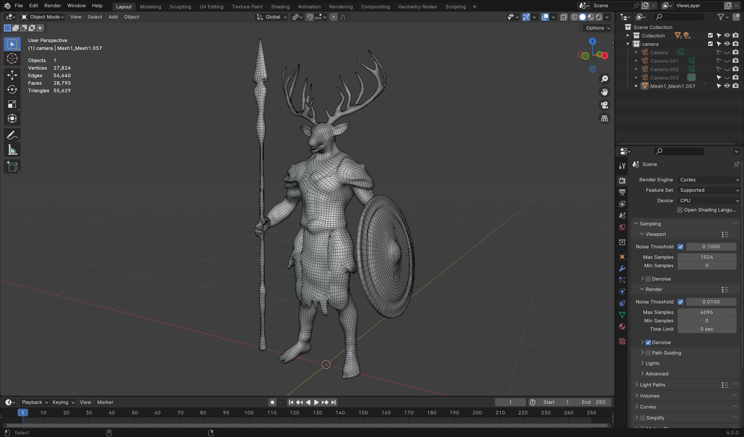 Deer Warrior 3D Model Game-Ready Fantasy Character  Low-poly 3D model_7