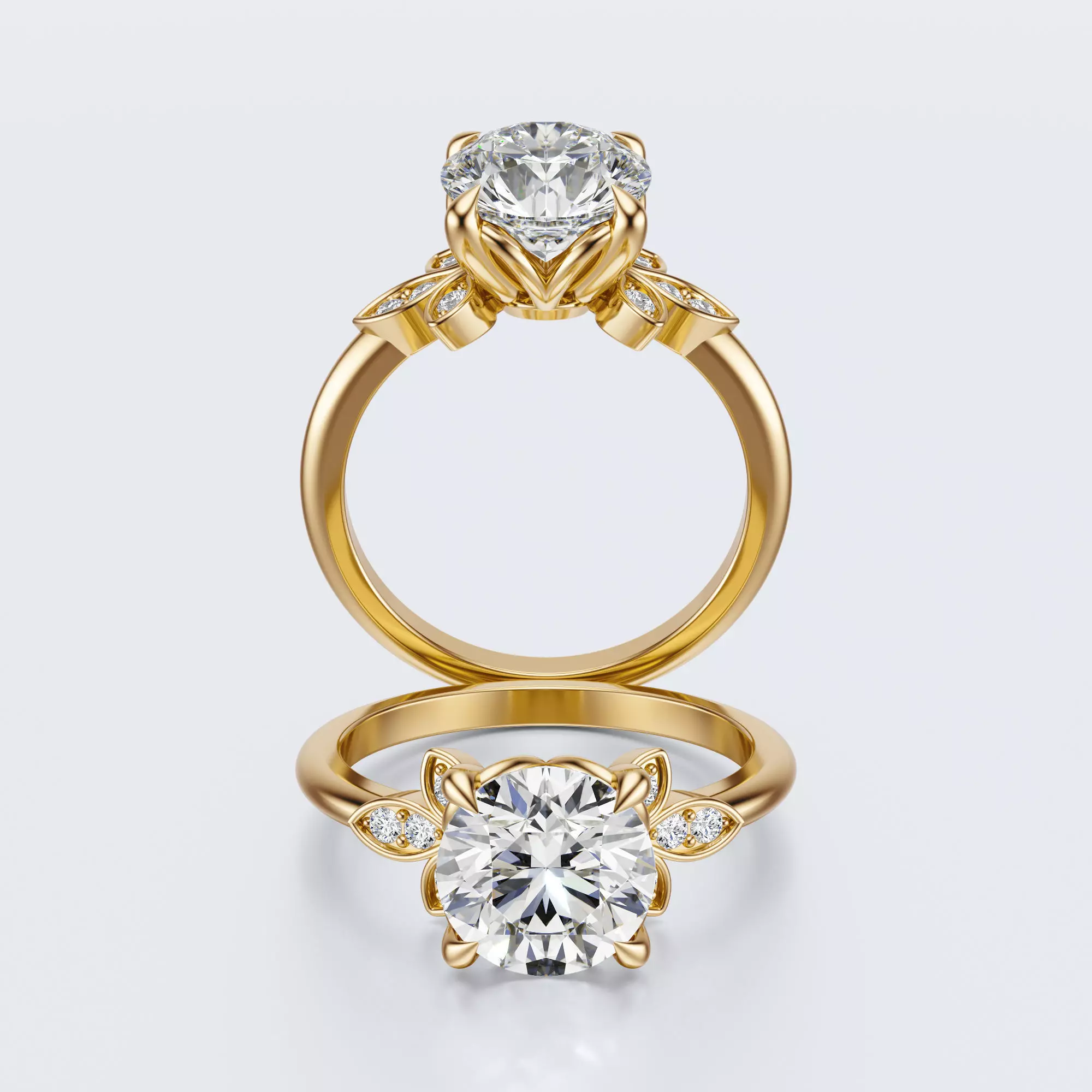 Round shape engagement Ring 3D print model