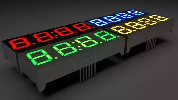 Illuminated Clock 7 Segmented LEDs Set 3D model