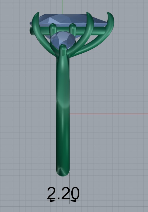 three stone engagement ring  3D print model_5