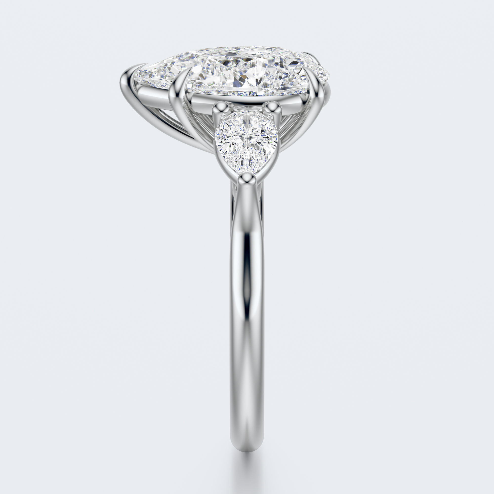 three stone engagement ring  3D print model_16