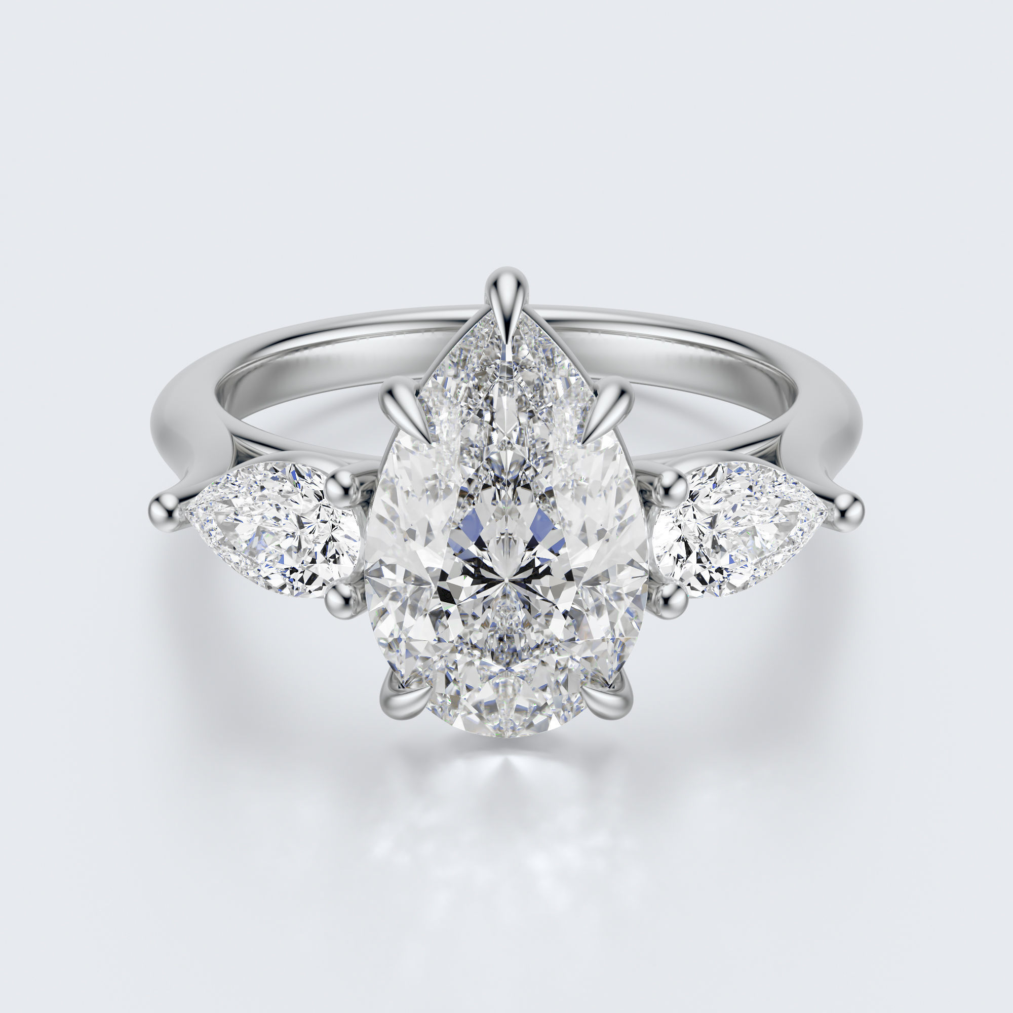 three stone engagement ring  3D print model_19