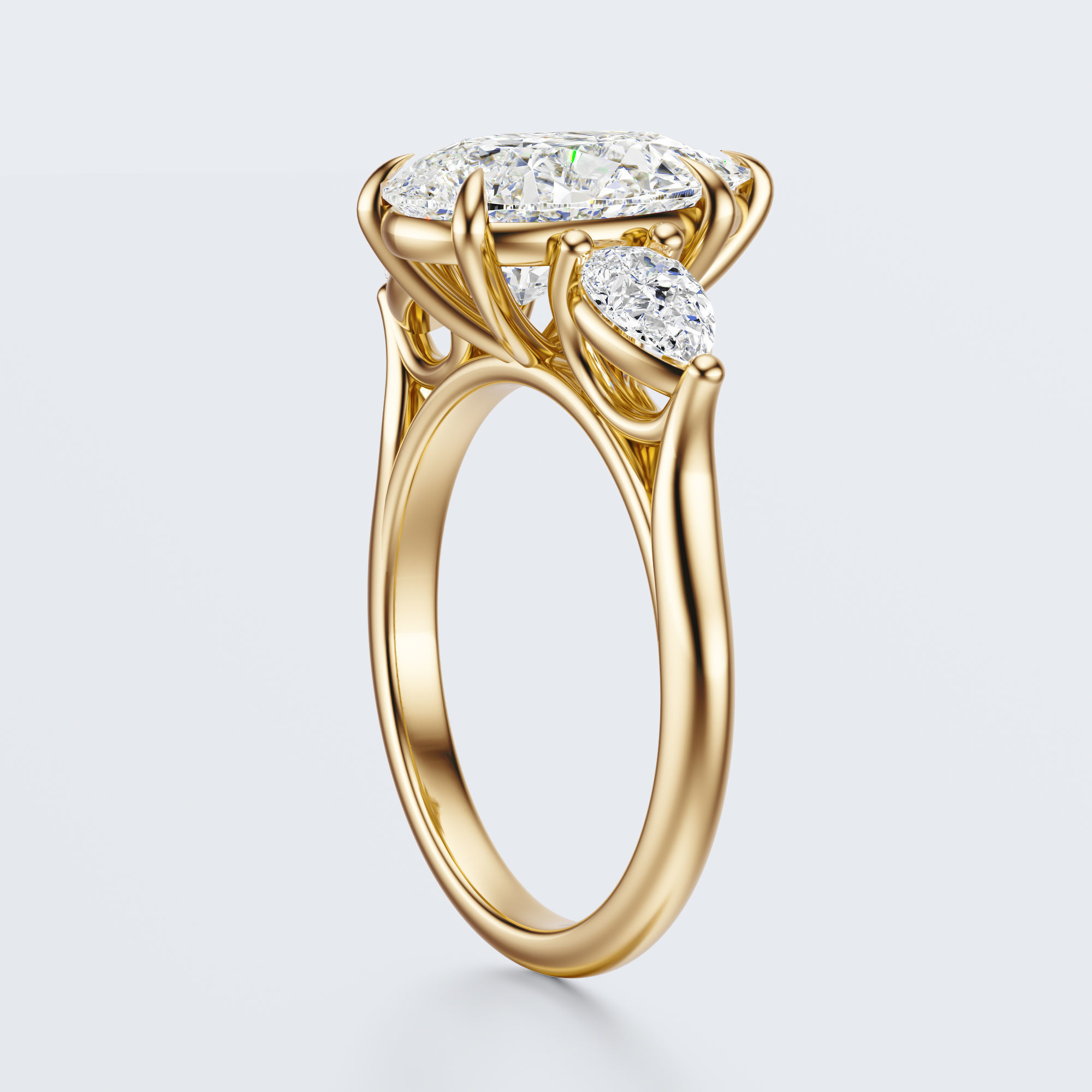 three stone engagement ring  3D print model_22