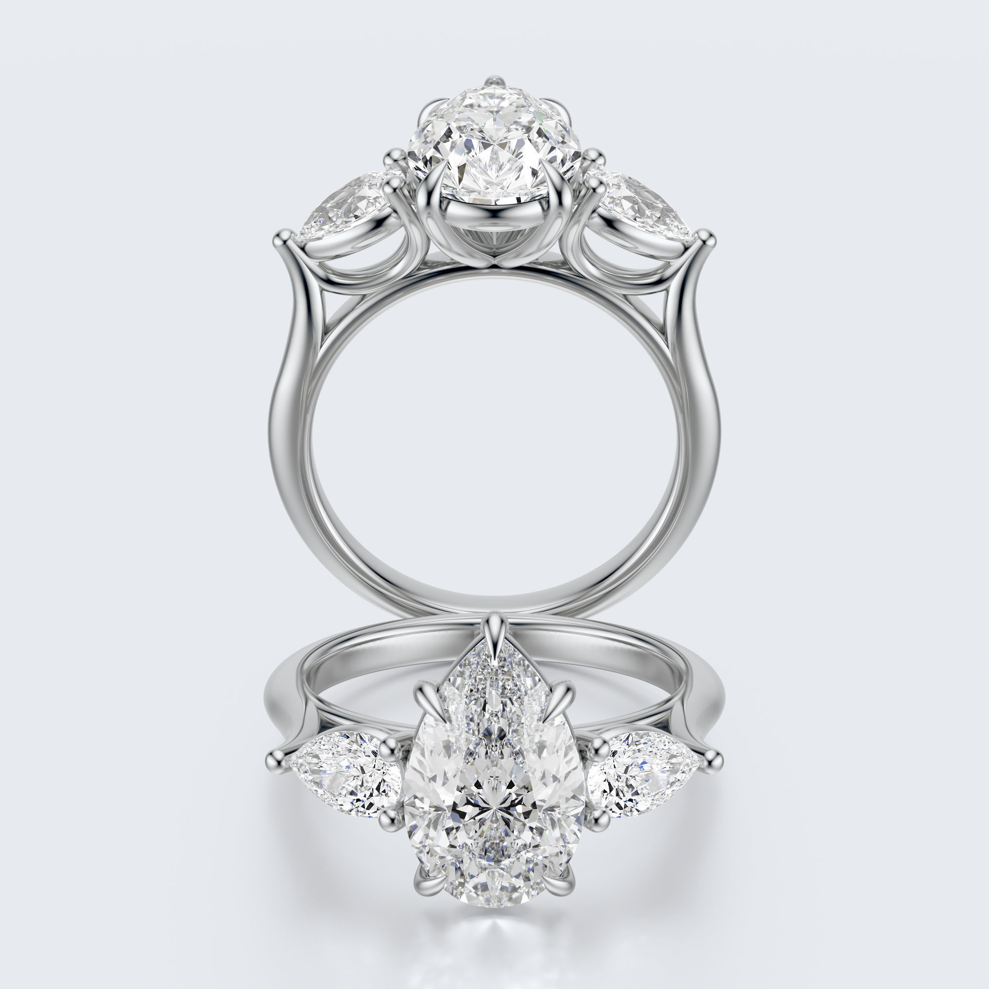 three stone engagement ring  3D print model_18