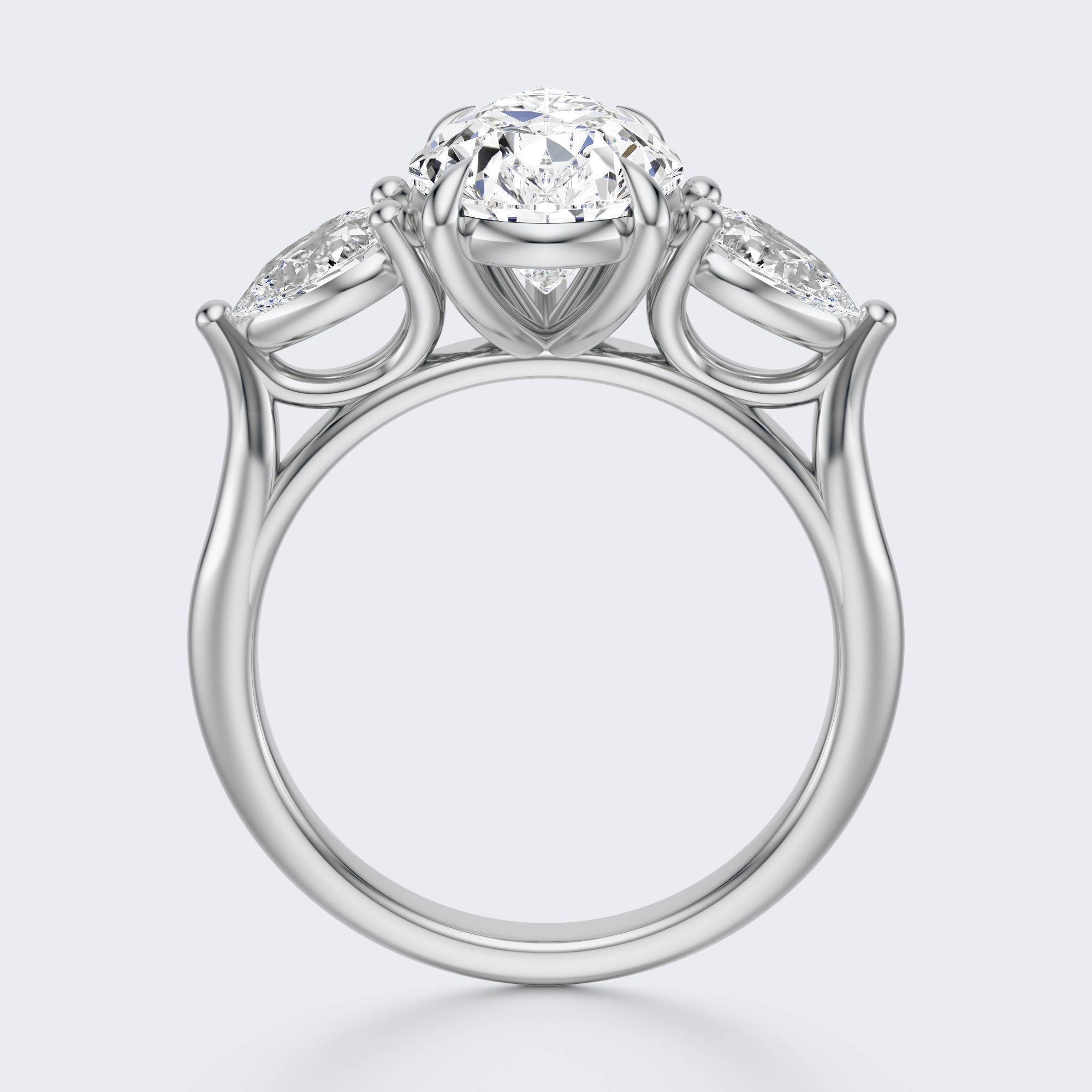 three stone engagement ring  3D print model_15