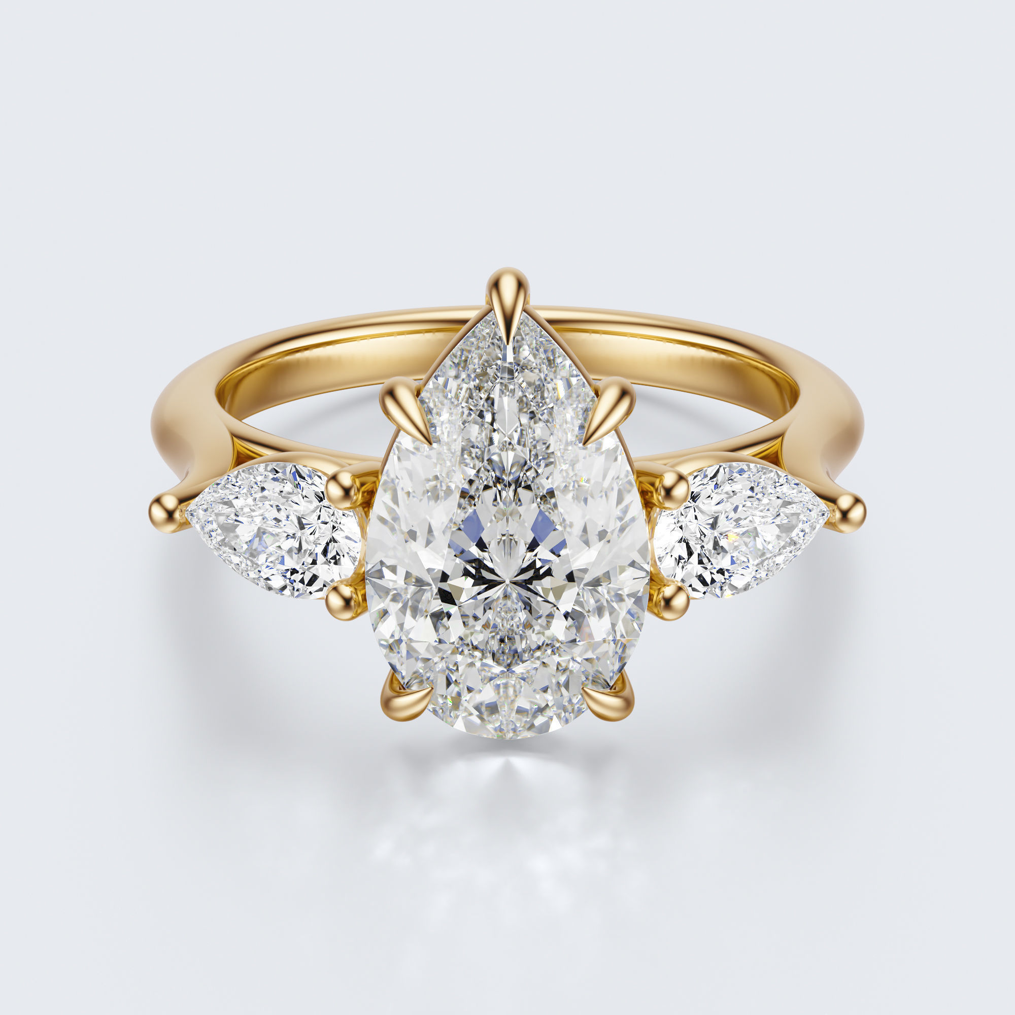 three stone engagement ring  3D print model_25