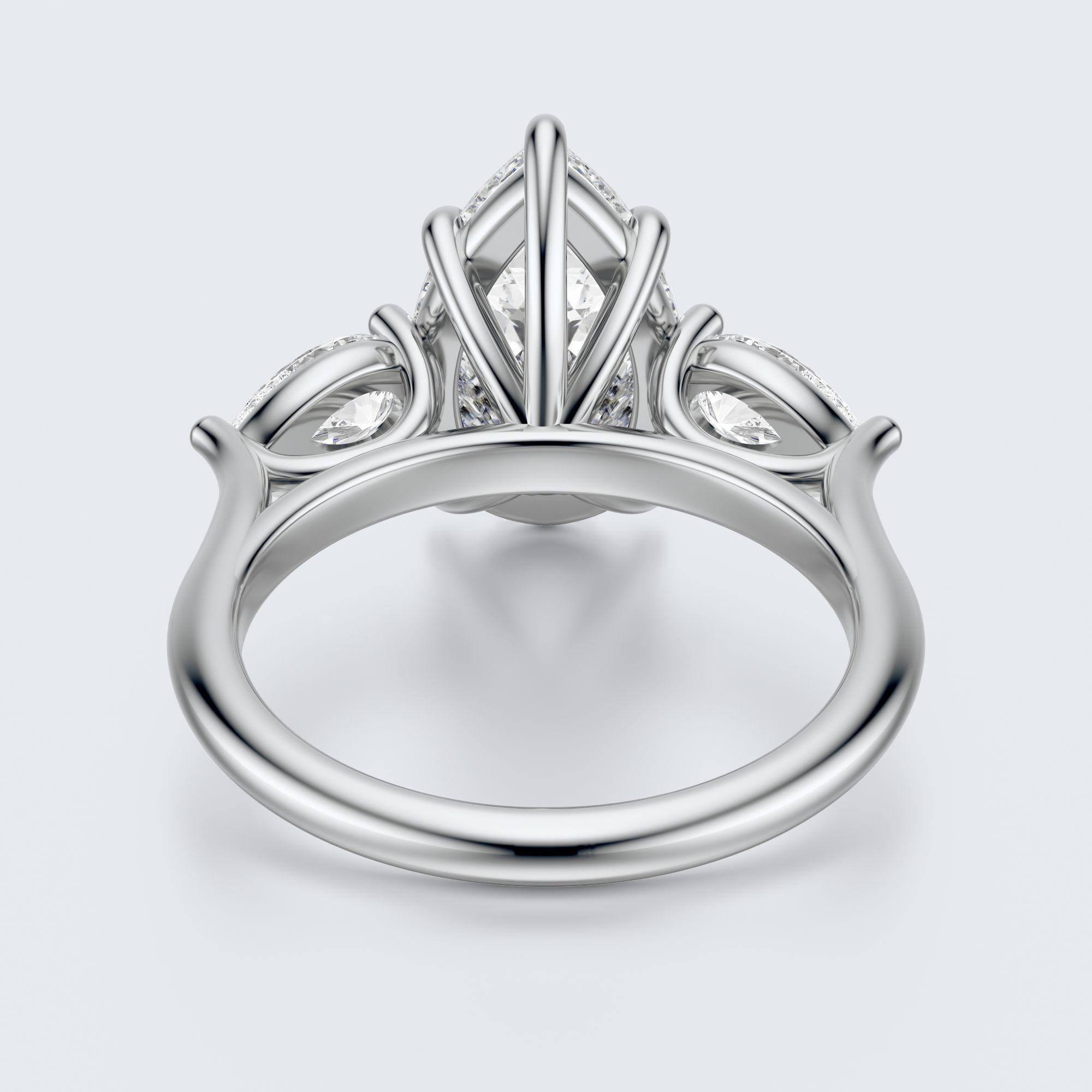 three stone engagement ring  3D print model_14