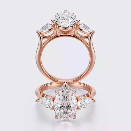 three stone engagement ring  3D print model