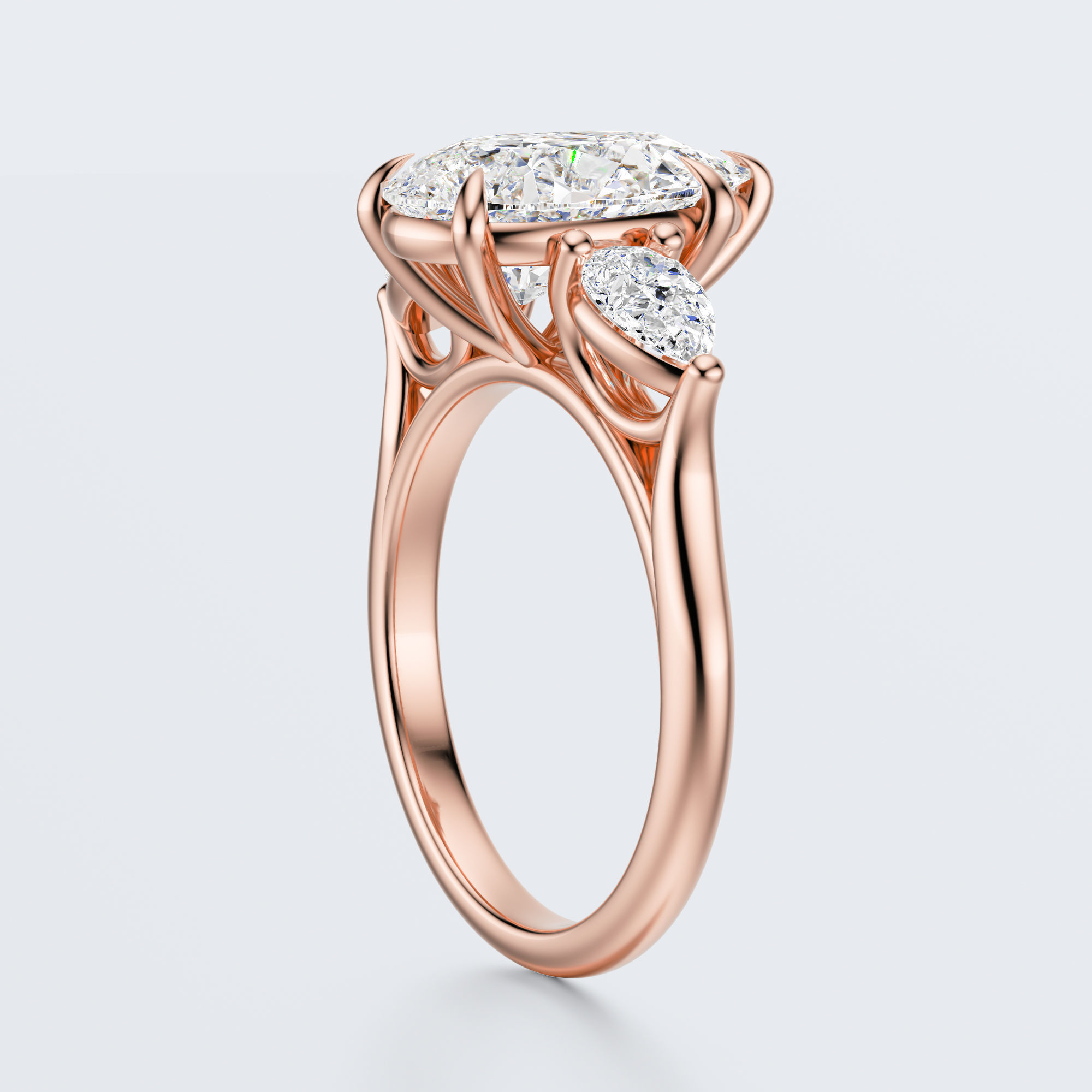 three stone engagement ring  3D print model_11