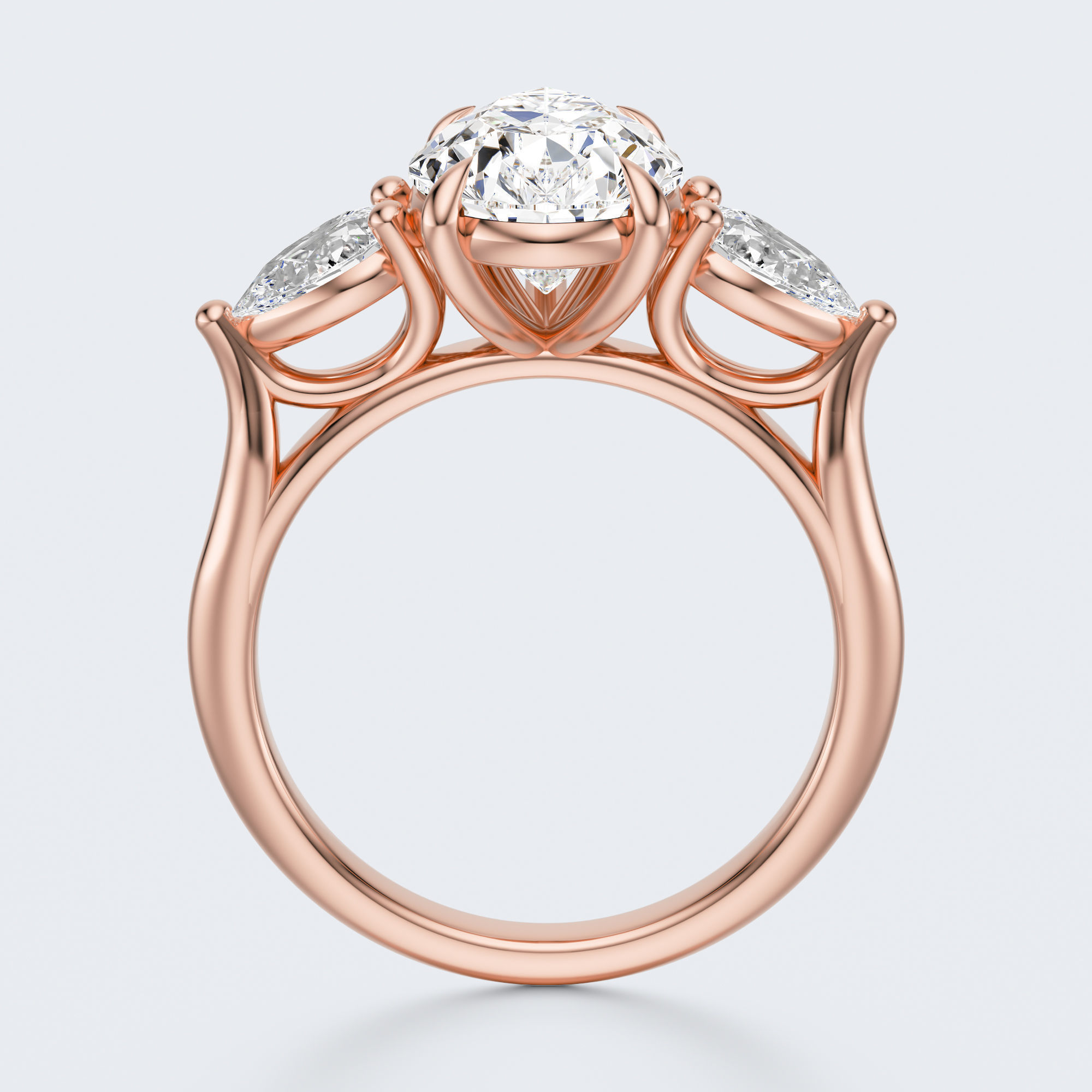three stone engagement ring  3D print model_9