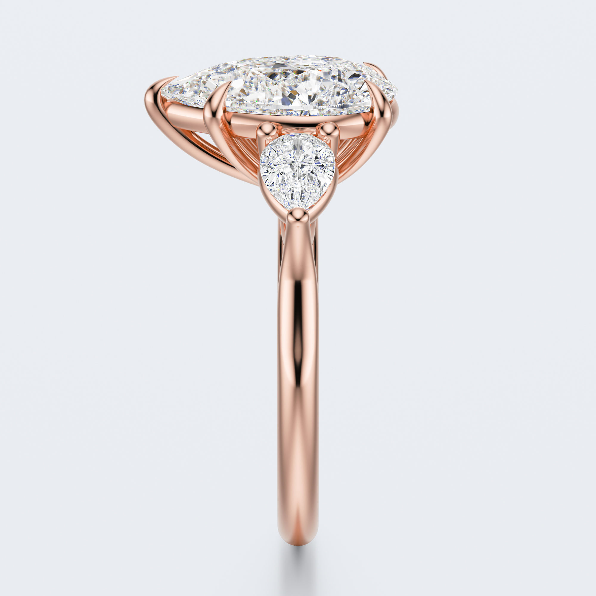 three stone engagement ring  3D print model_12