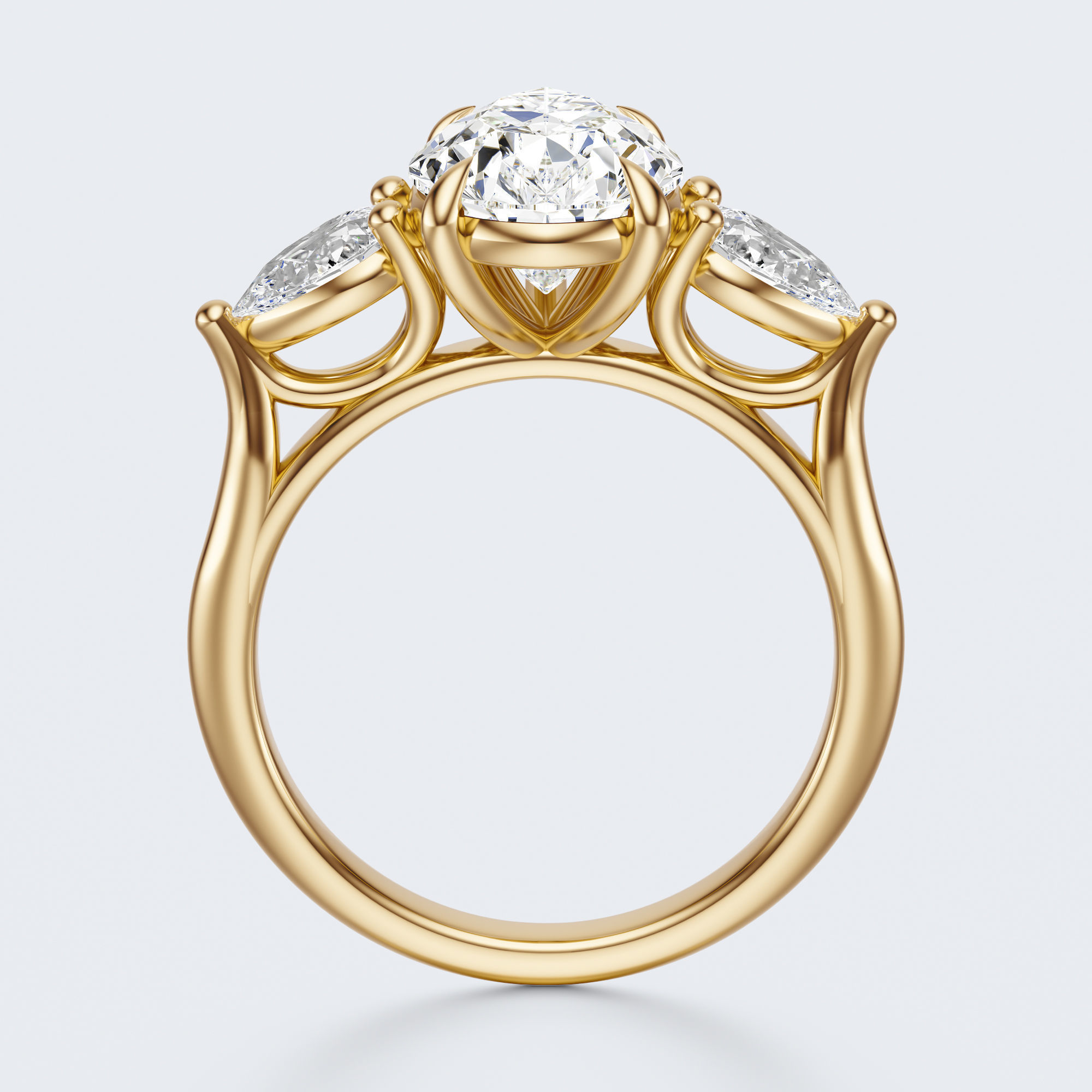 three stone engagement ring  3D print model_21
