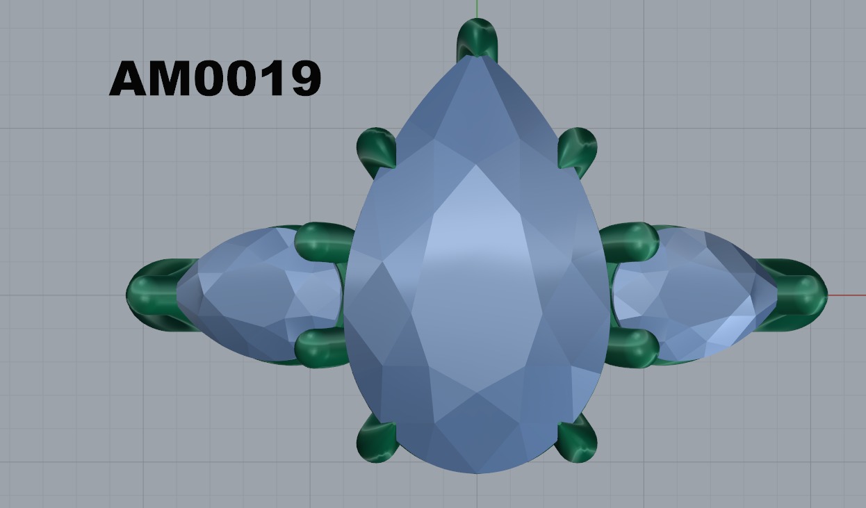 three stone engagement ring  3D print model_2