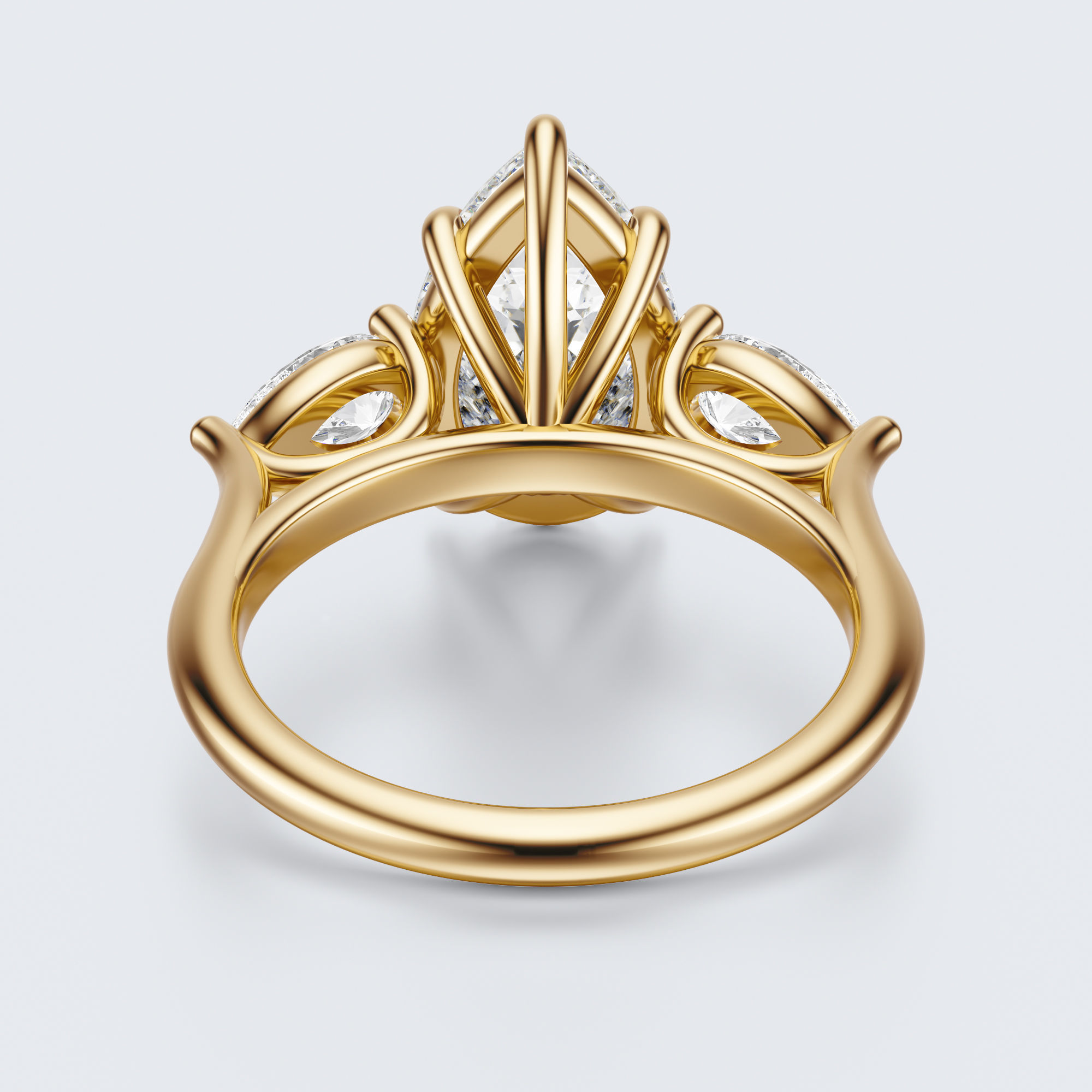 three stone engagement ring  3D print model_20