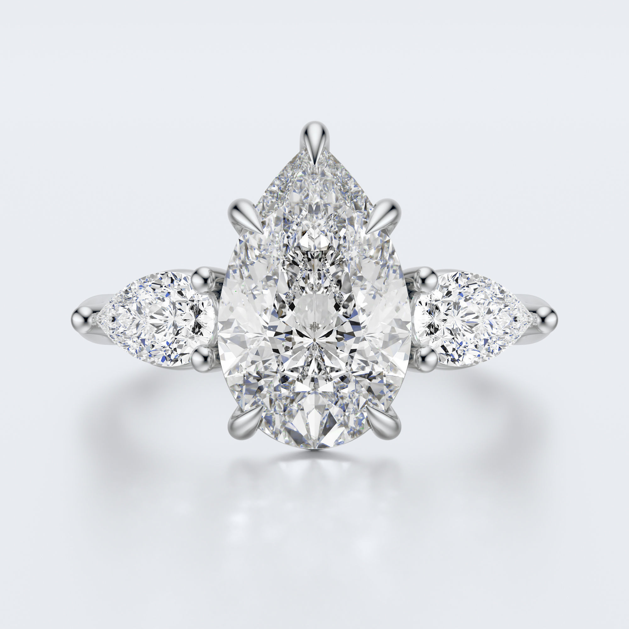 three stone engagement ring  3D print model_17