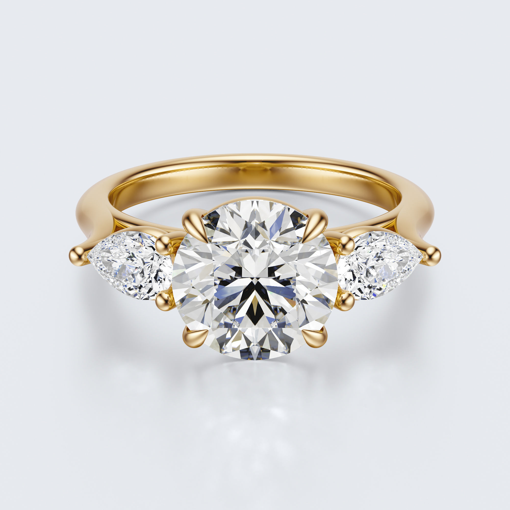 three stone engagement ring 3D print model_25