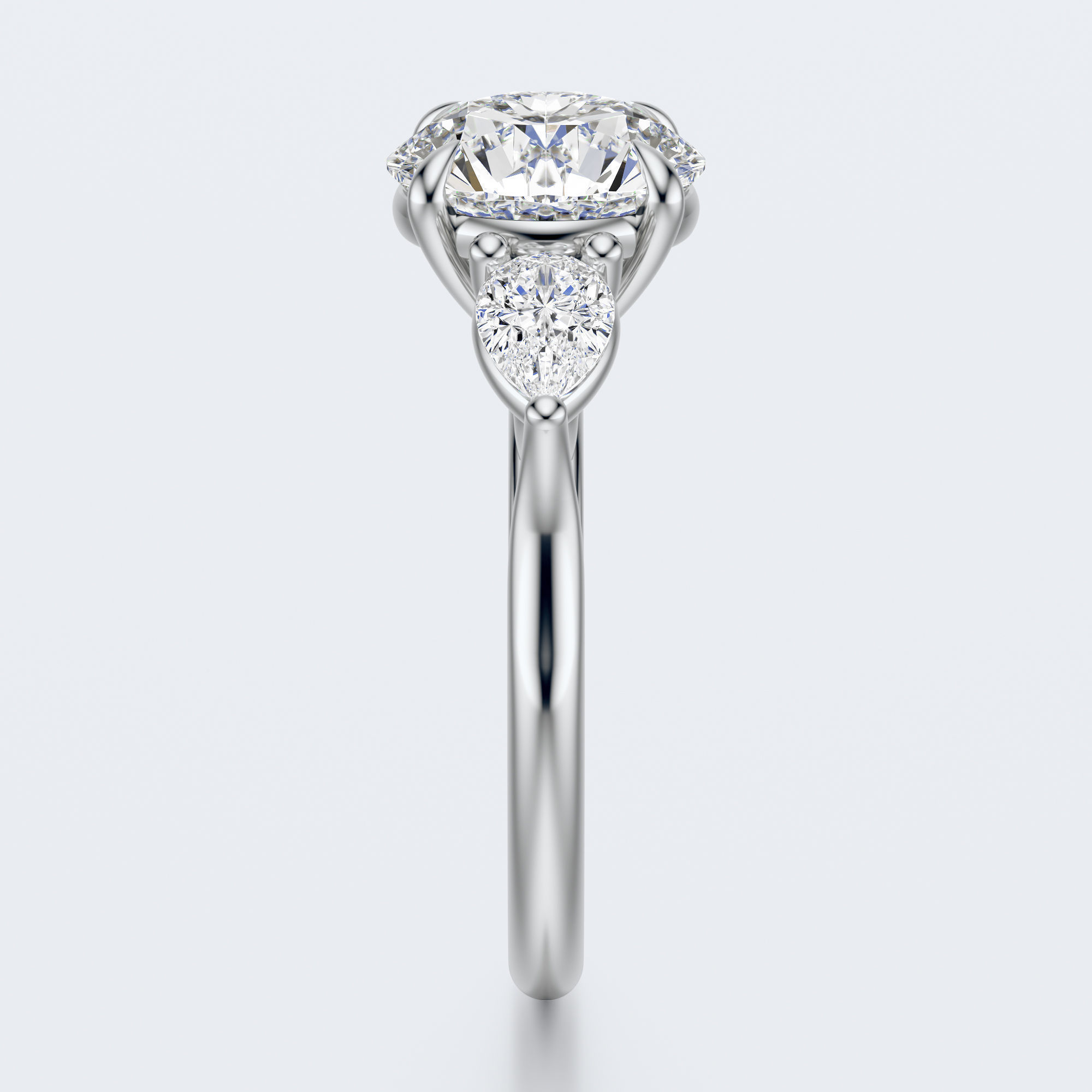 three stone engagement ring 3D print model_16