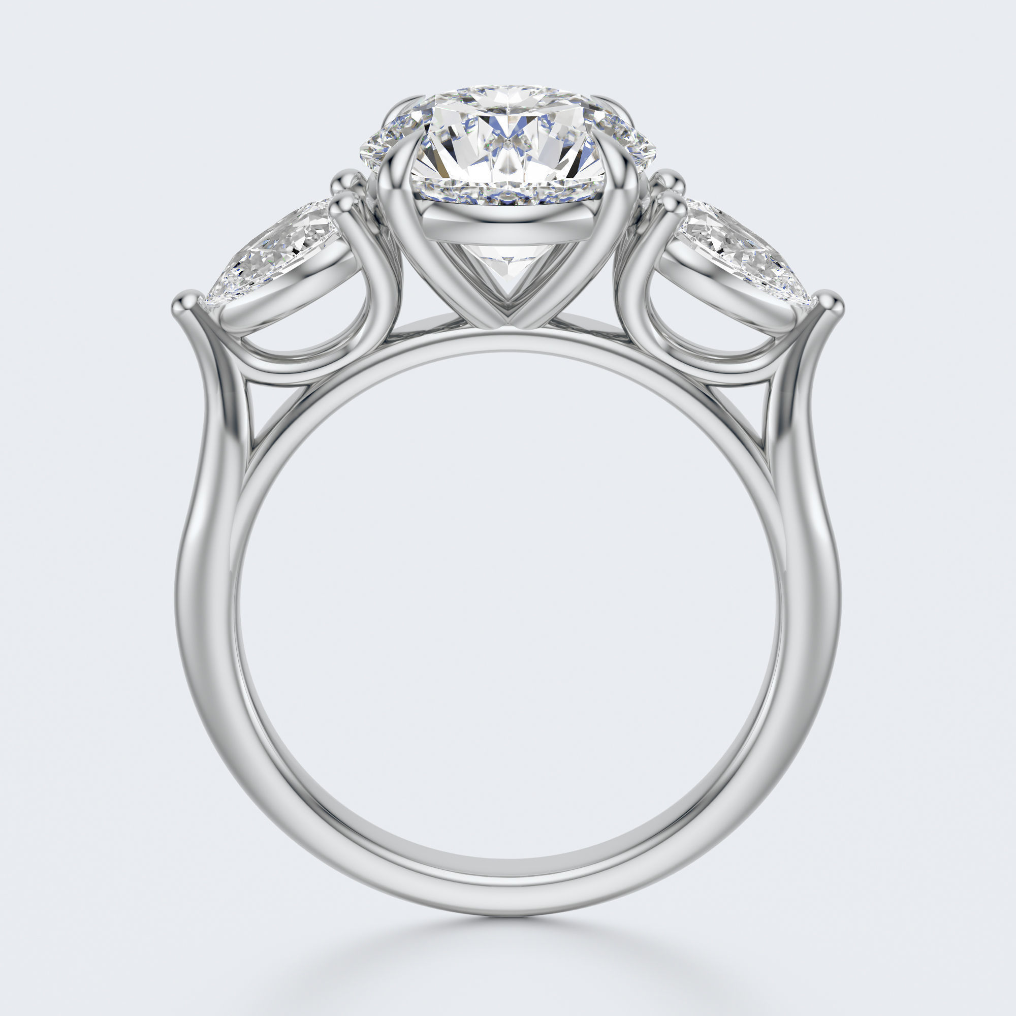 three stone engagement ring 3D print model_15