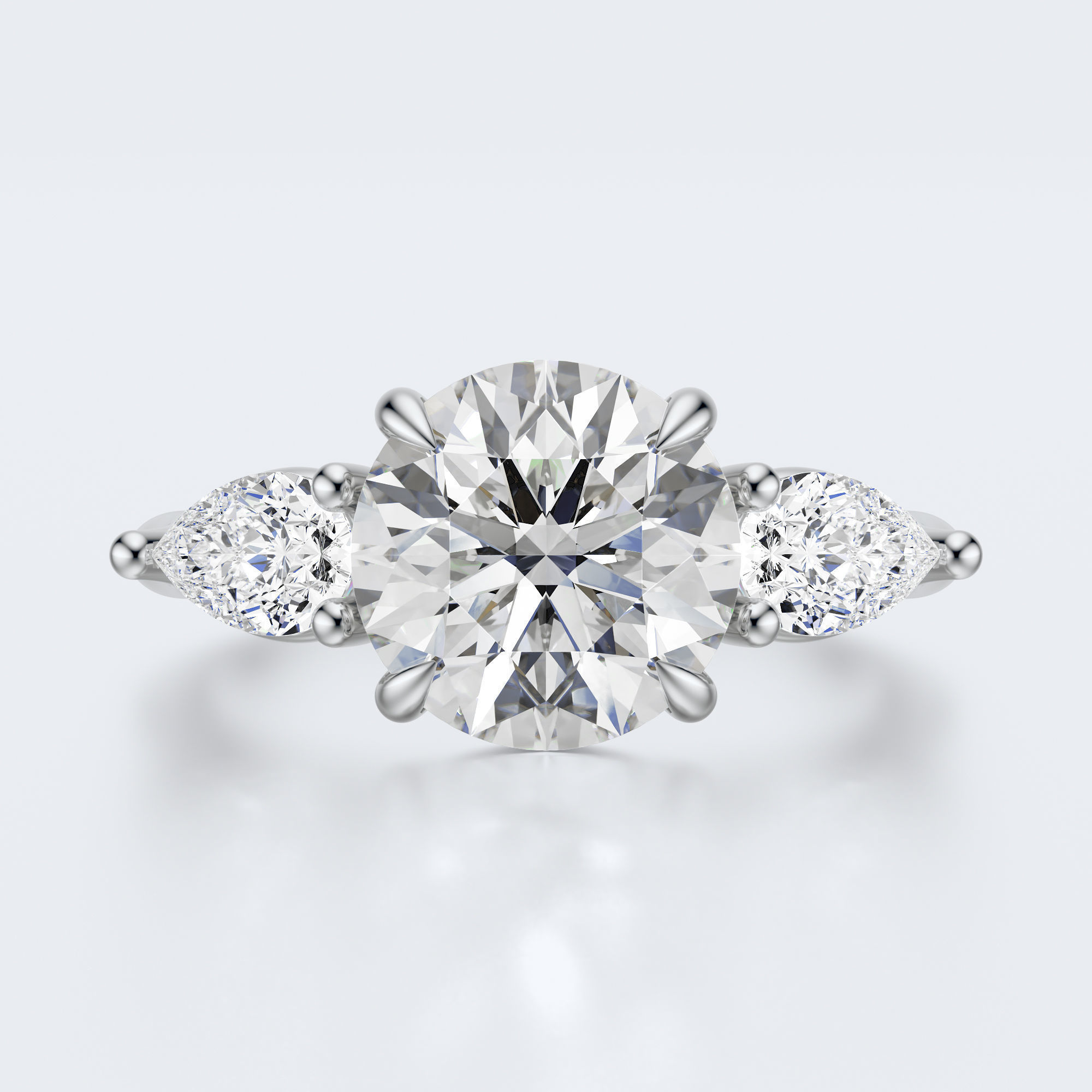 three stone engagement ring 3D print model_17