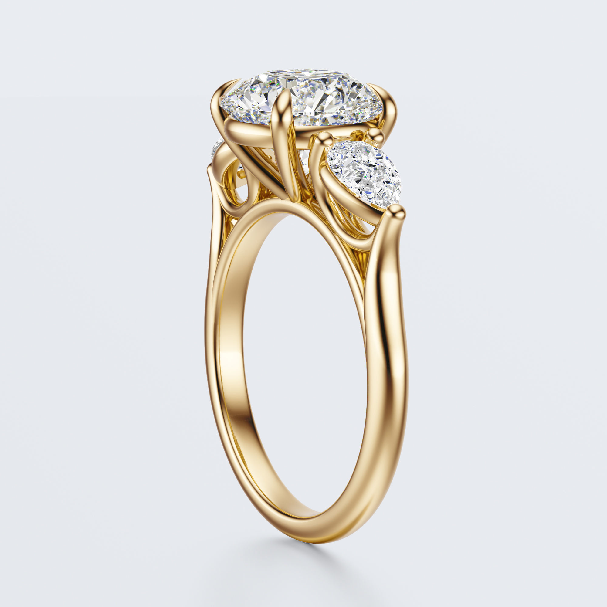 three stone engagement ring 3D print model_22