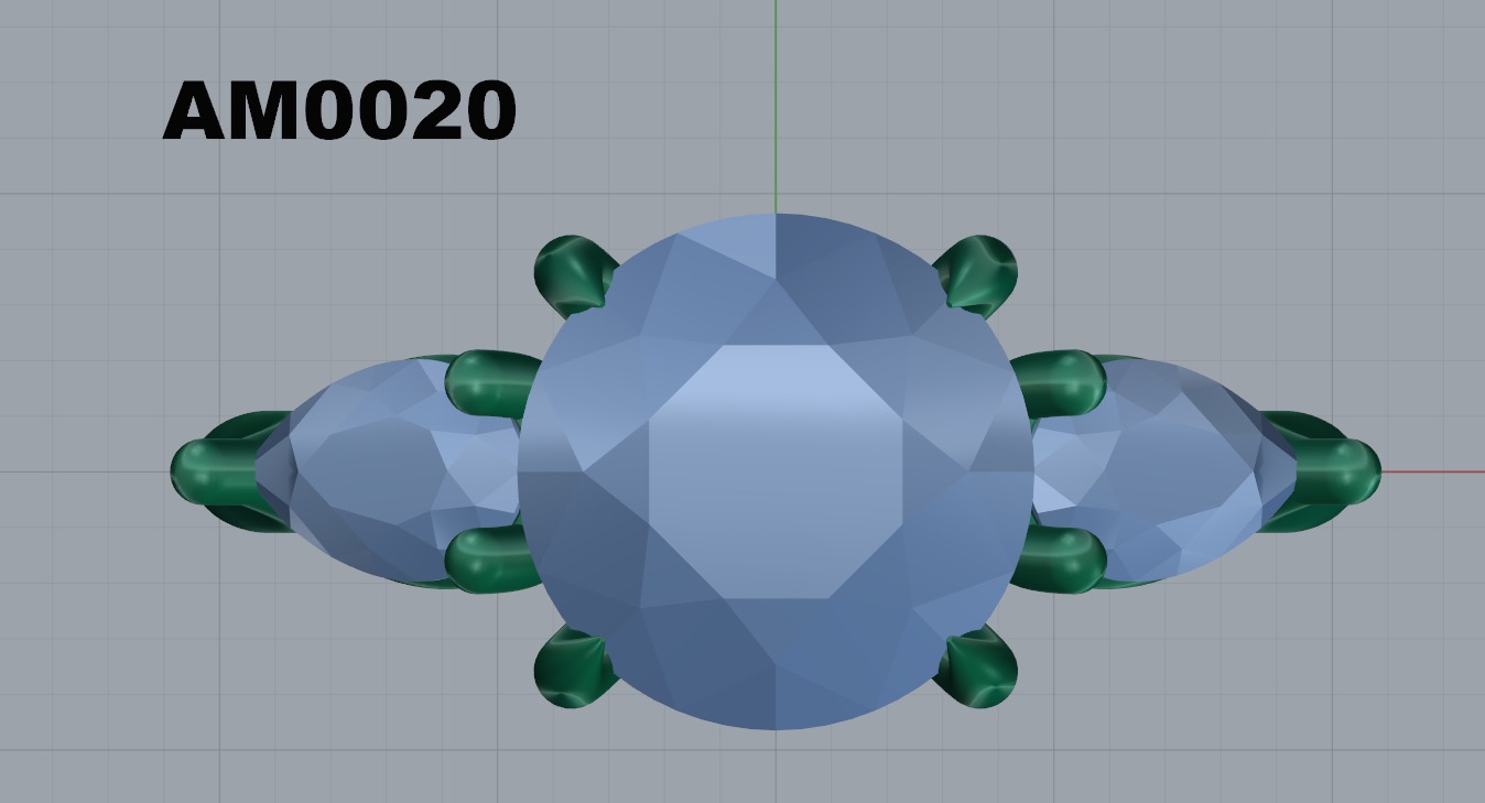 three stone engagement ring 3D print model_2