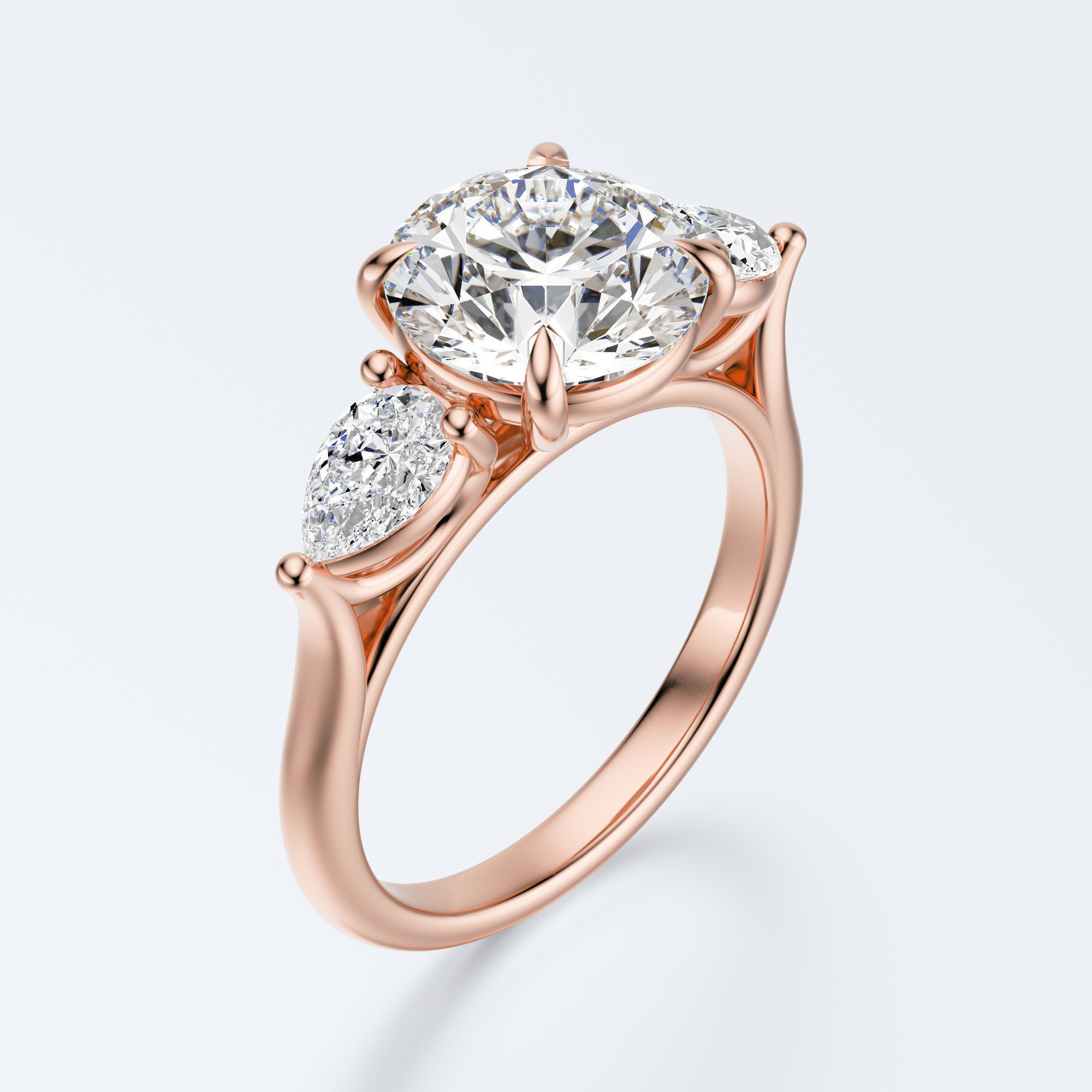 three stone engagement ring 3D print model_10