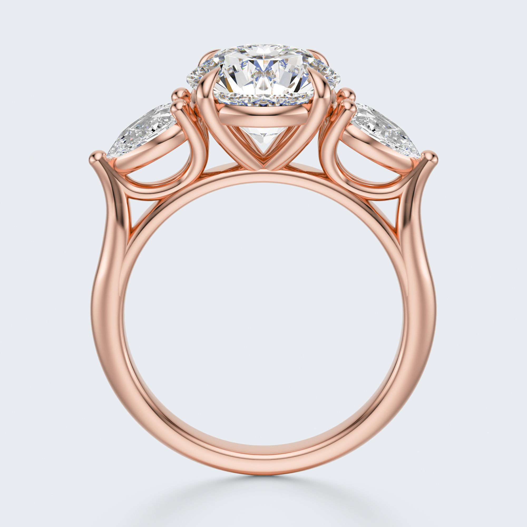 three stone engagement ring 3D print model_9