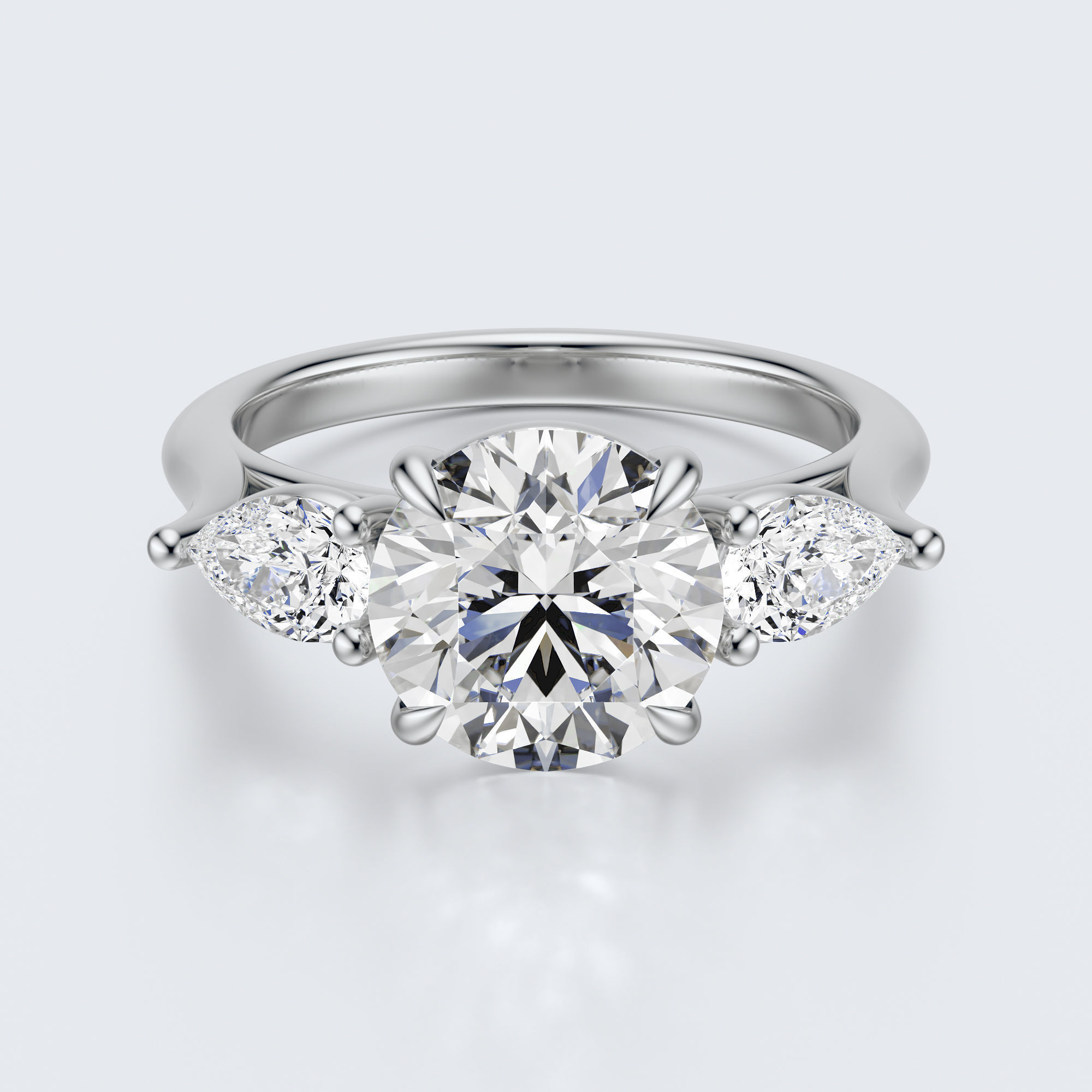 three stone engagement ring 3D print model_19