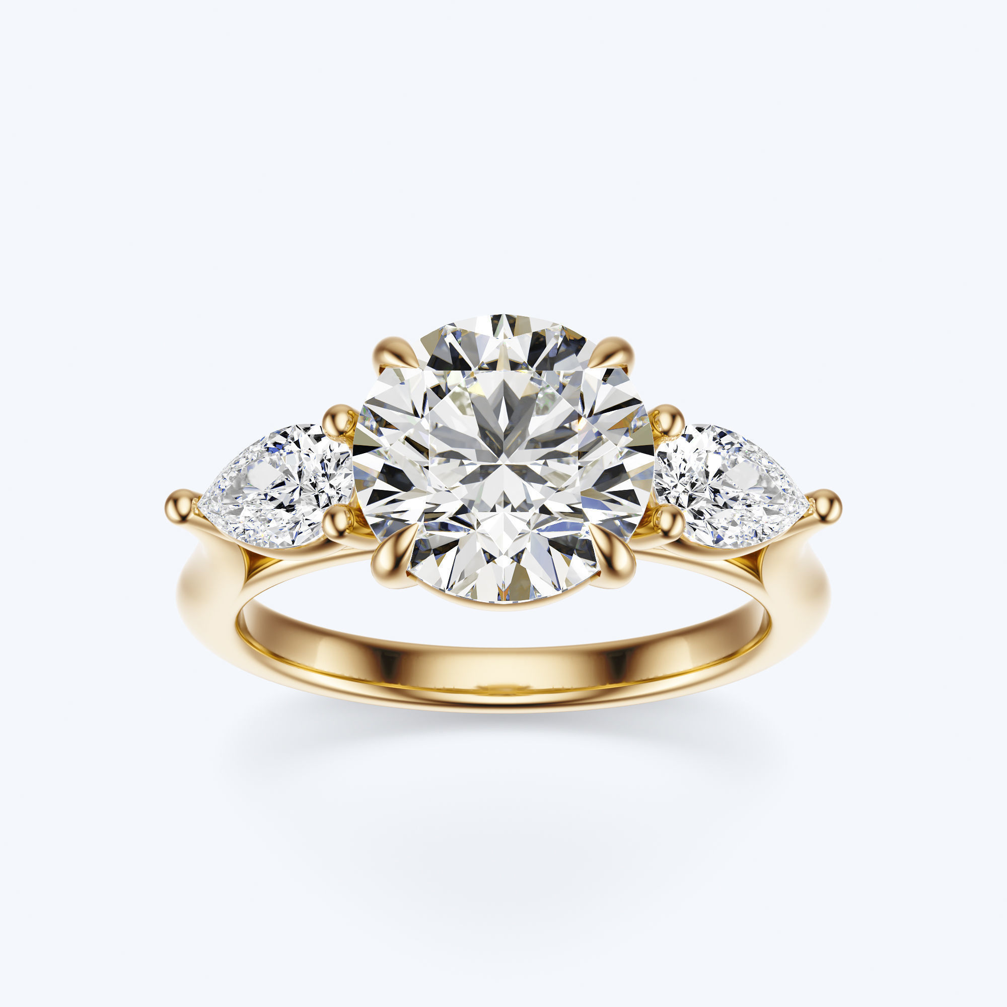 three stone engagement ring 3D print model_23