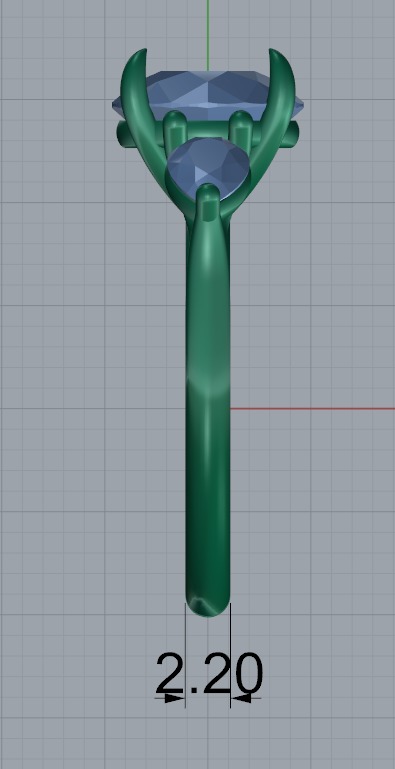 three stone engagement ring 3D print model_5