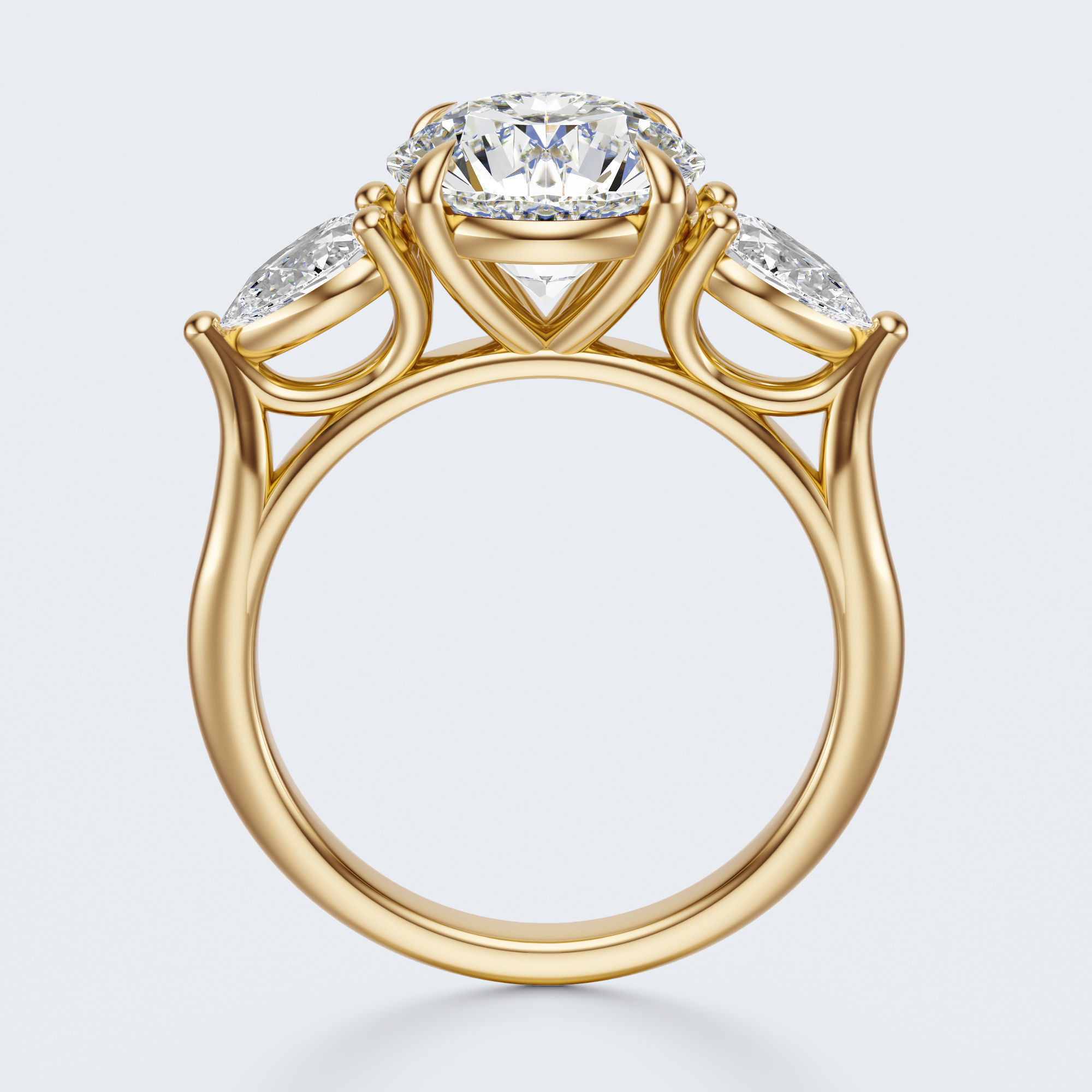 three stone engagement ring 3D print model_21