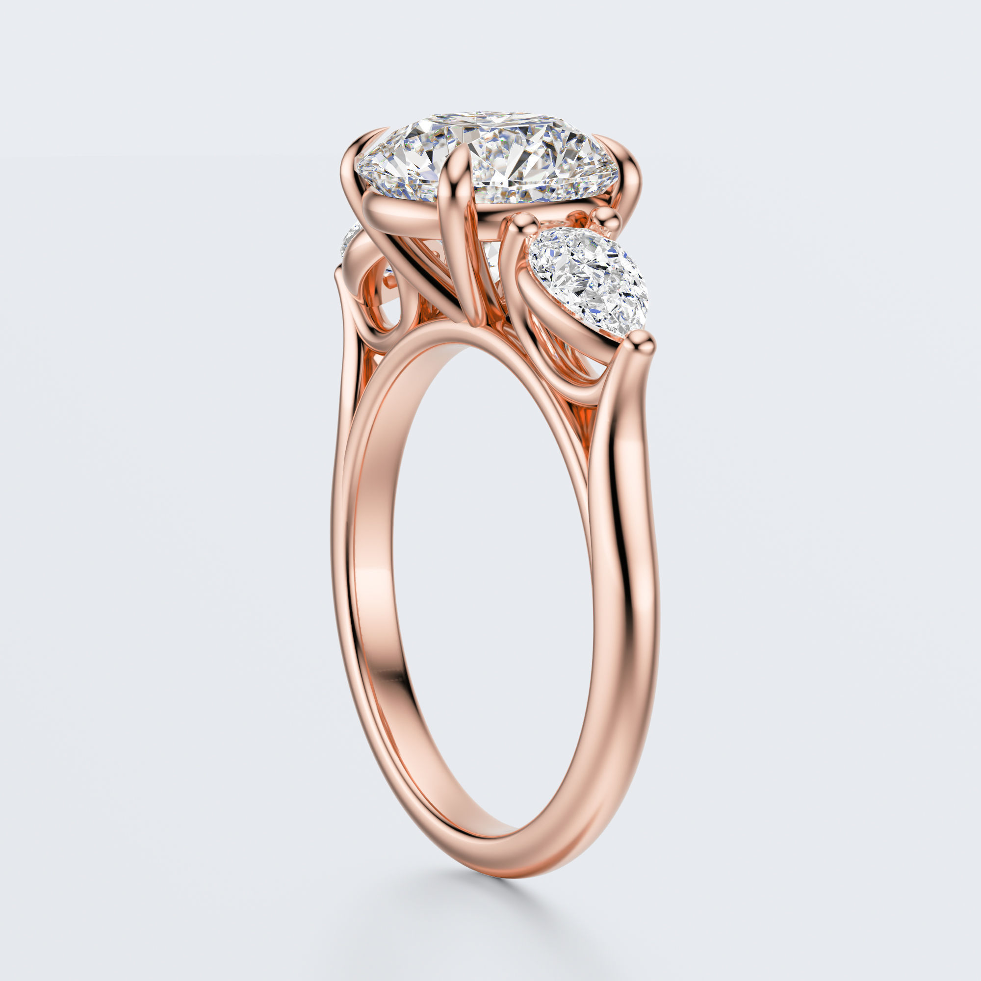 three stone engagement ring 3D print model_11