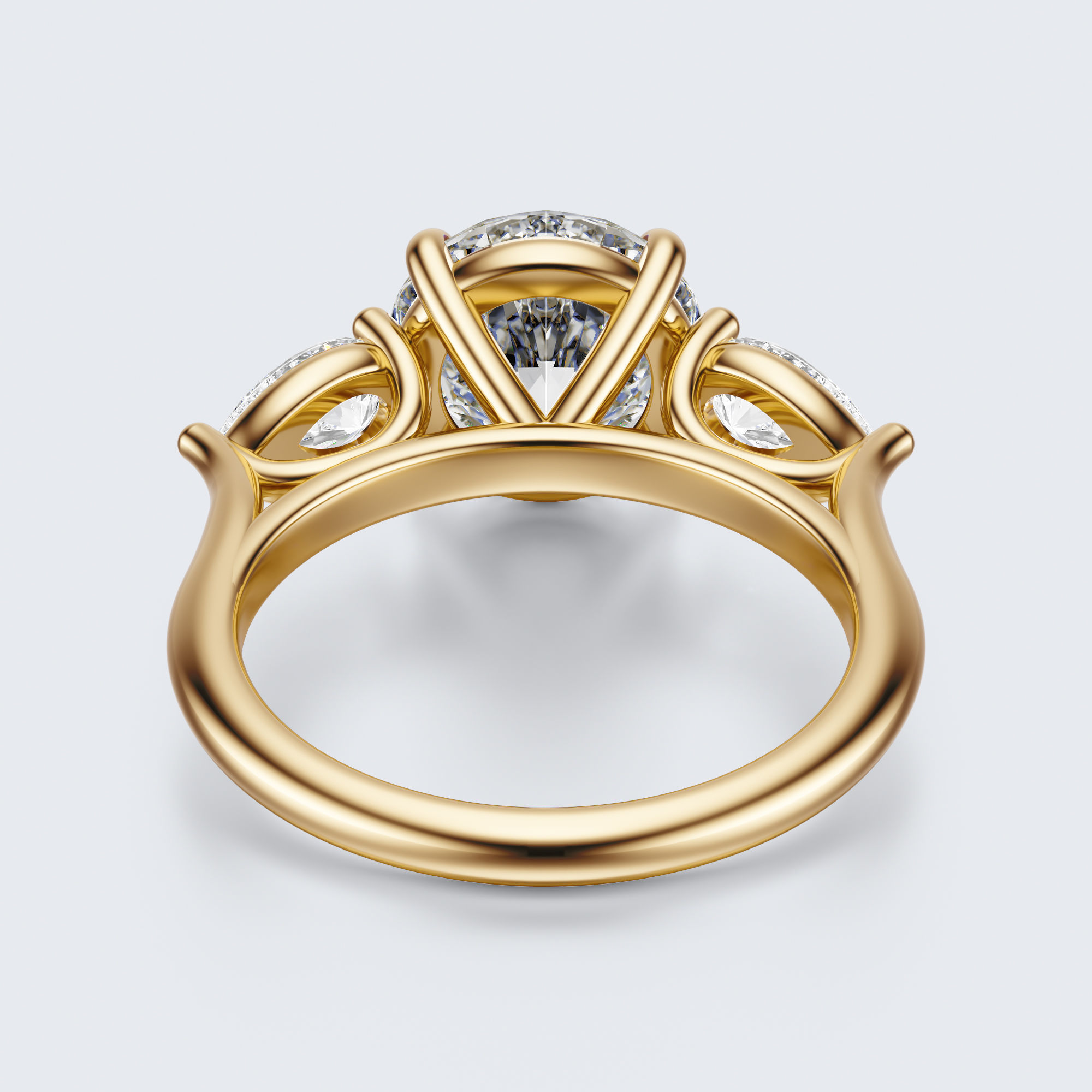 three stone engagement ring 3D print model_20
