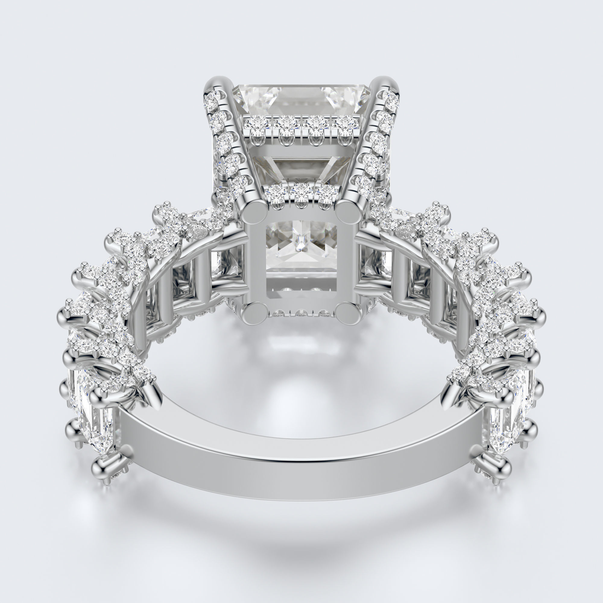 Emerald cut diamond engagement ring   3D print model_15