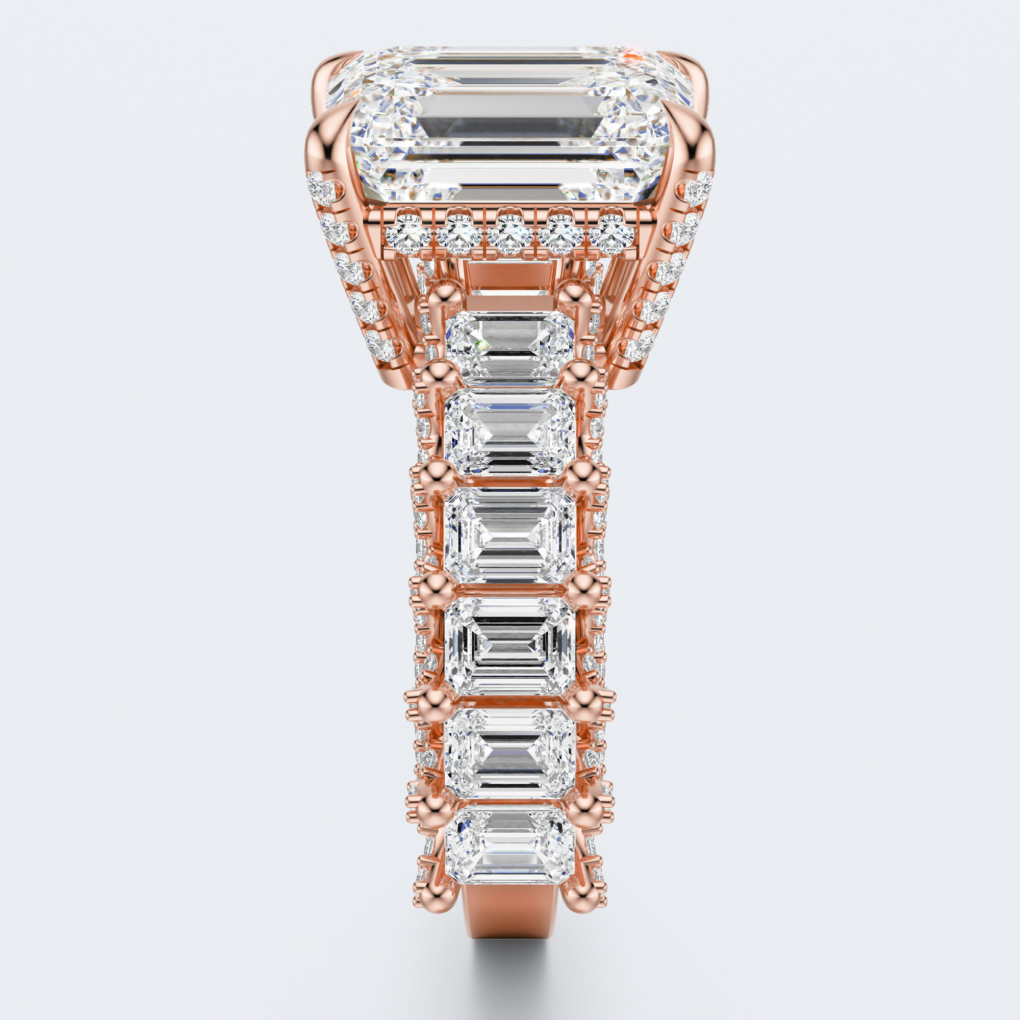 Emerald cut diamond engagement ring   3D print model_12