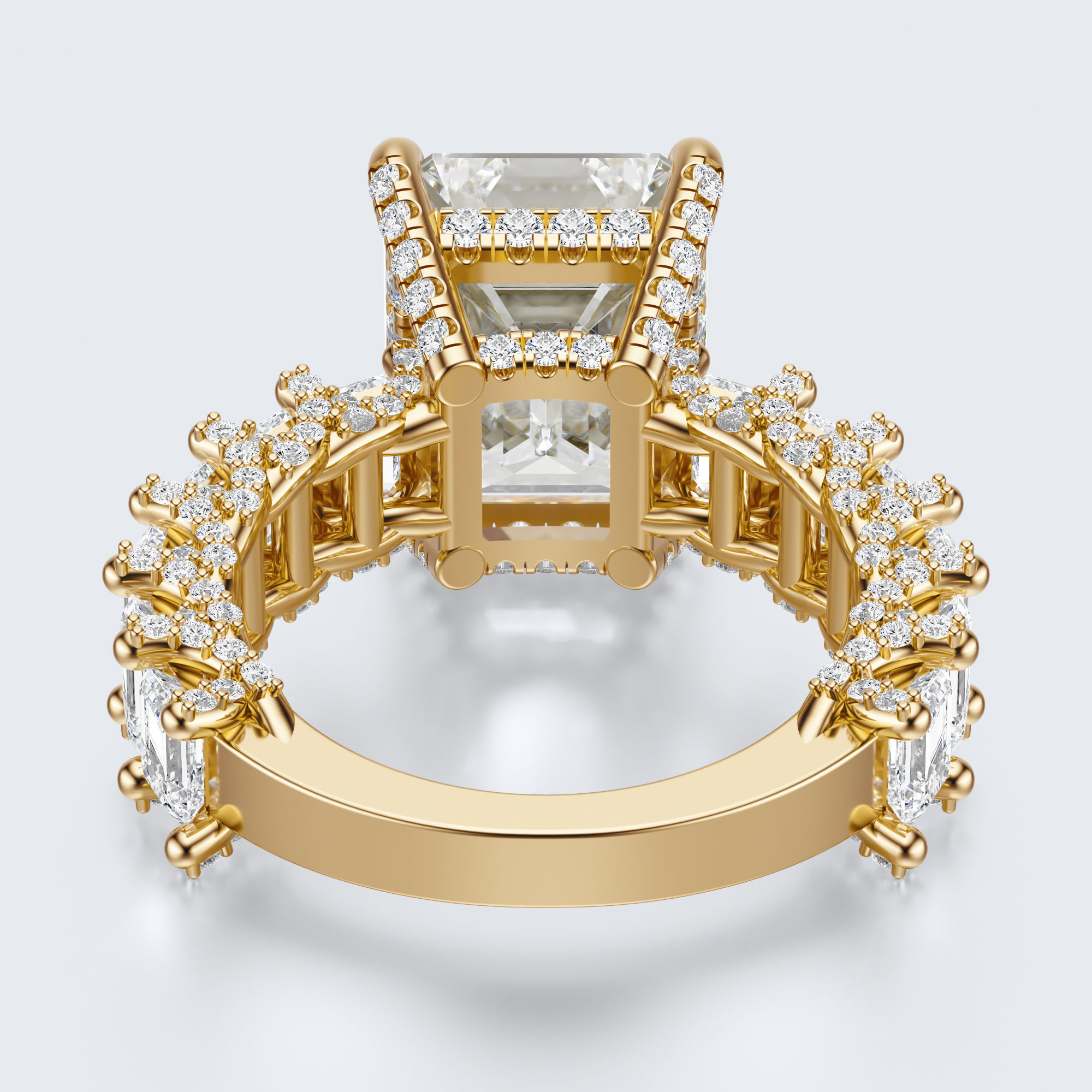 Emerald cut diamond engagement ring   3D print model_21