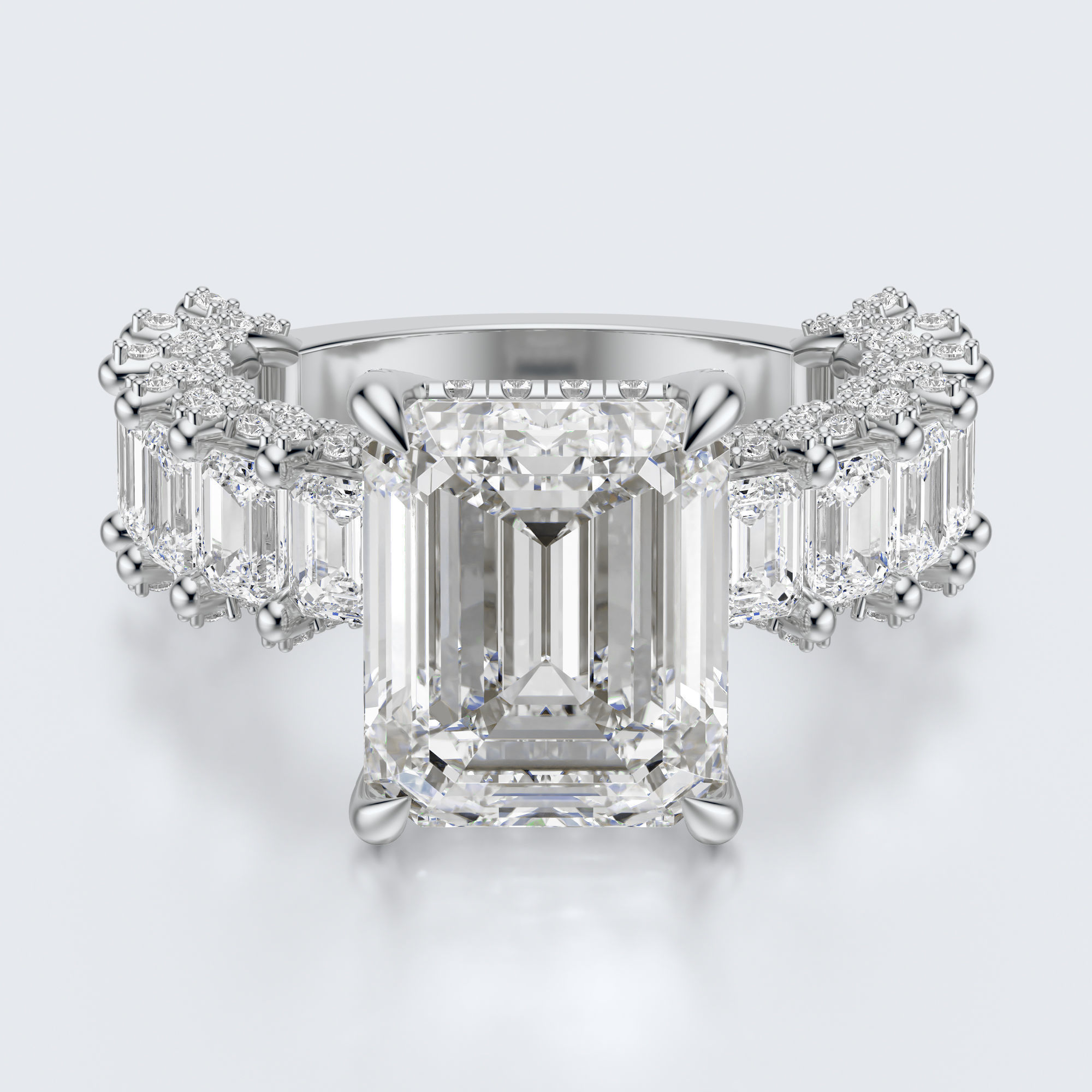 Emerald cut diamond engagement ring   3D print model_20