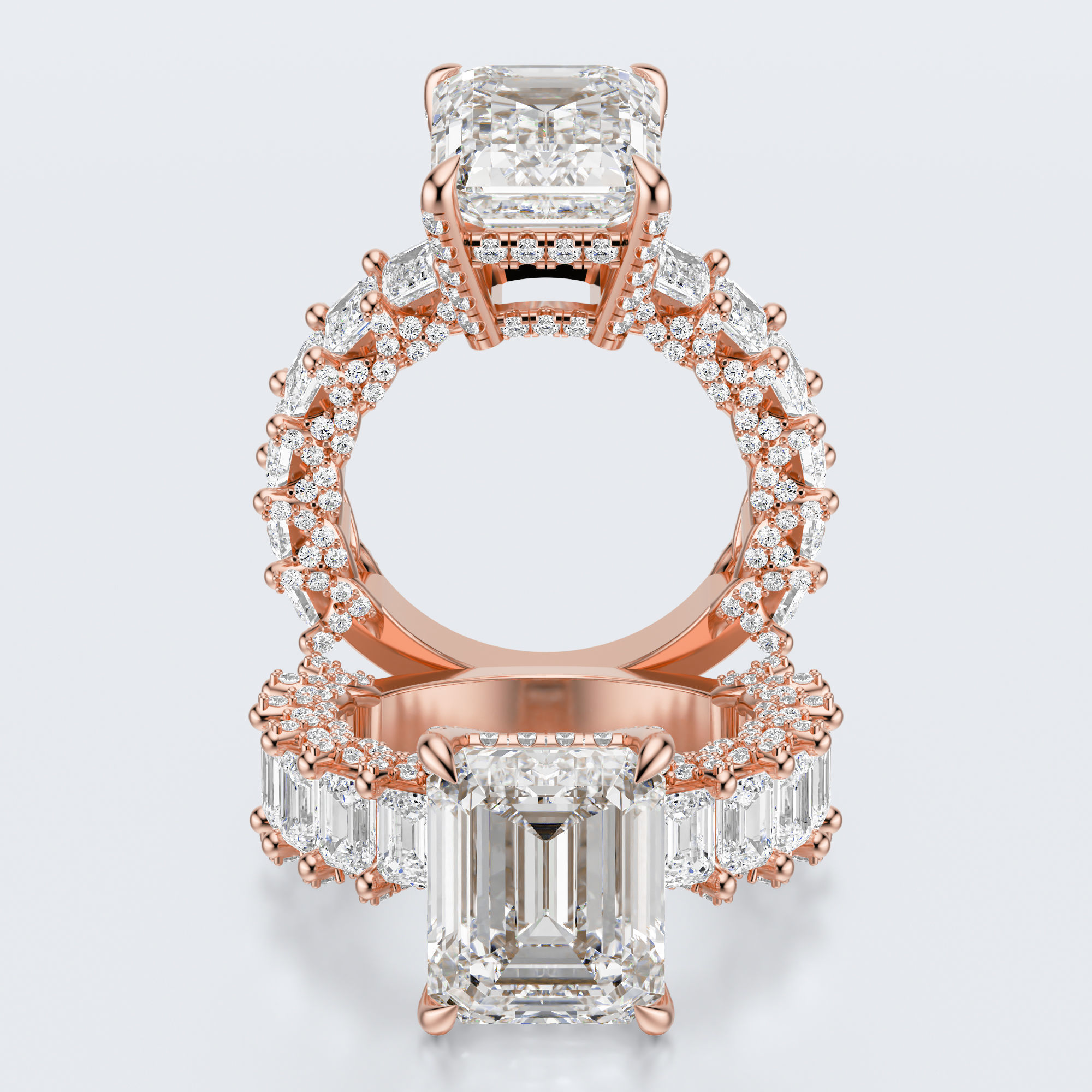 Emerald cut diamond engagement ring   3D print model_13
