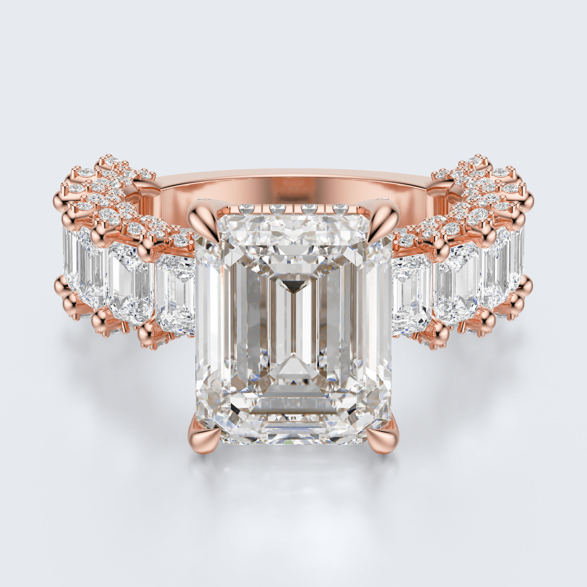 Emerald cut diamond engagement ring   3D print model_14