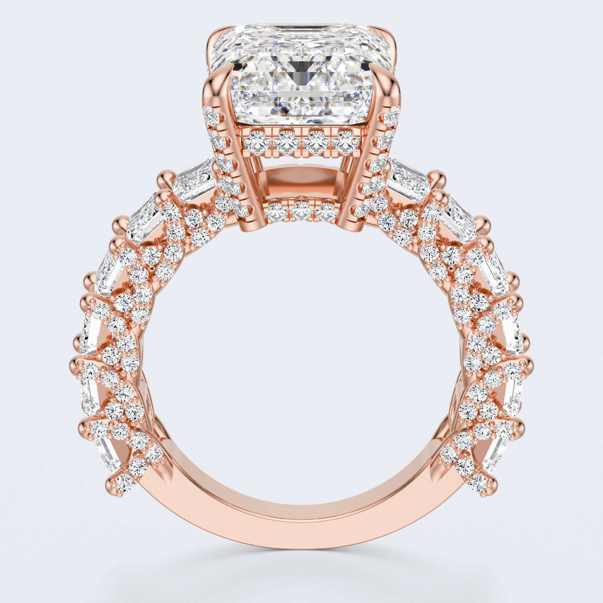 Emerald cut diamond engagement ring   3D print model_9