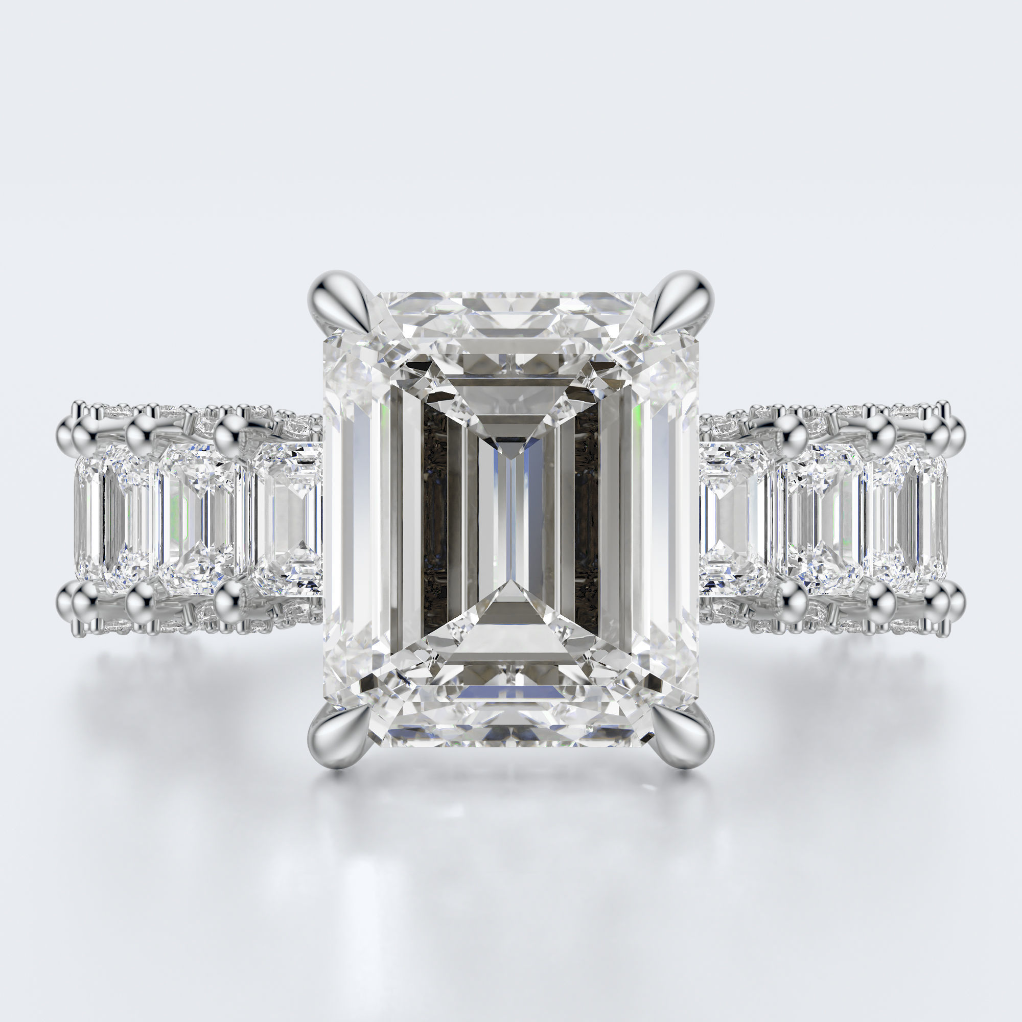 Emerald cut diamond engagement ring   3D print model_18