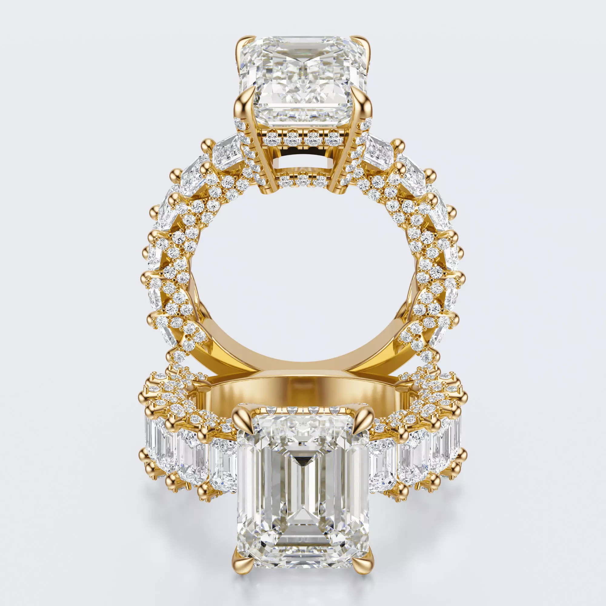 Emerald cut diamond engagement ring   3D print model_0