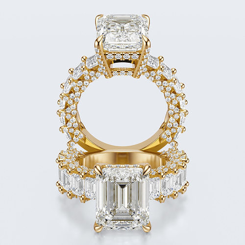 Emerald cut diamond engagement ring   3D print model