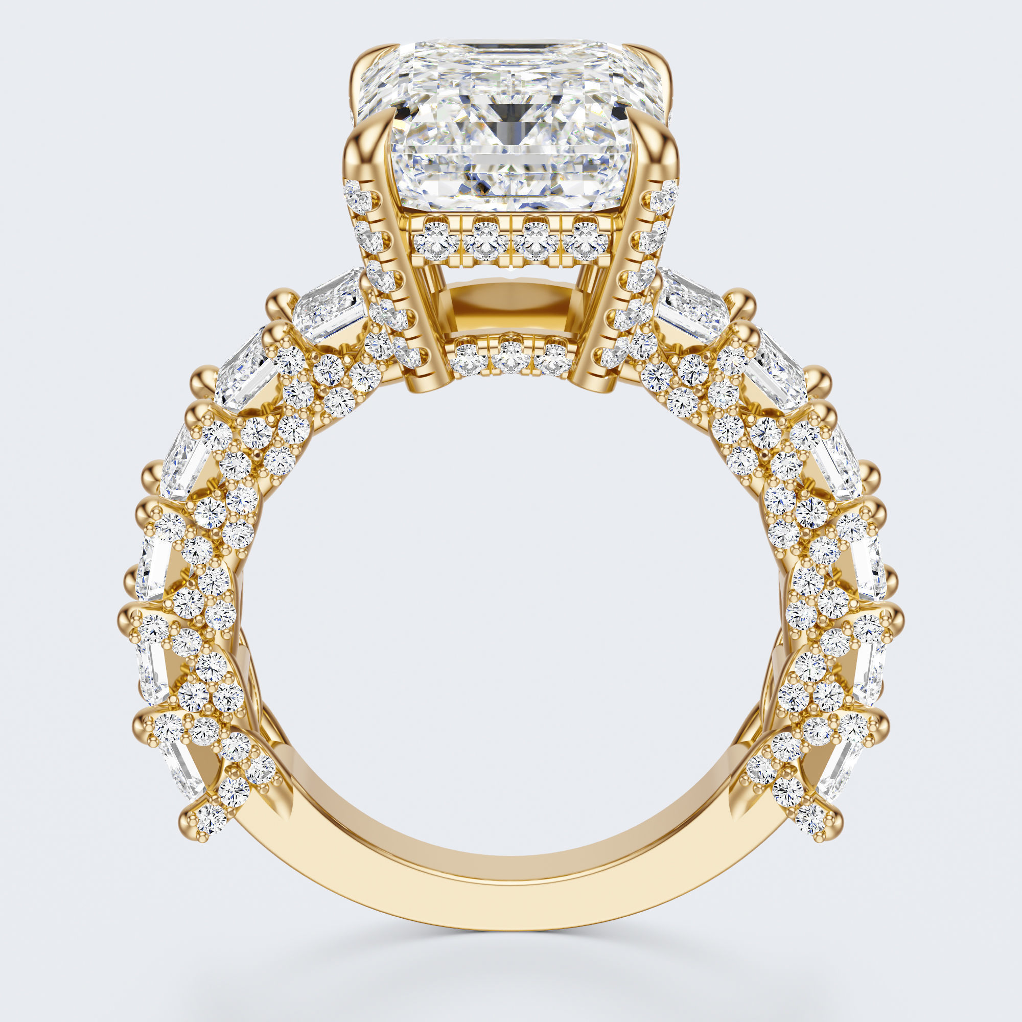 Emerald cut diamond engagement ring   3D print model_22