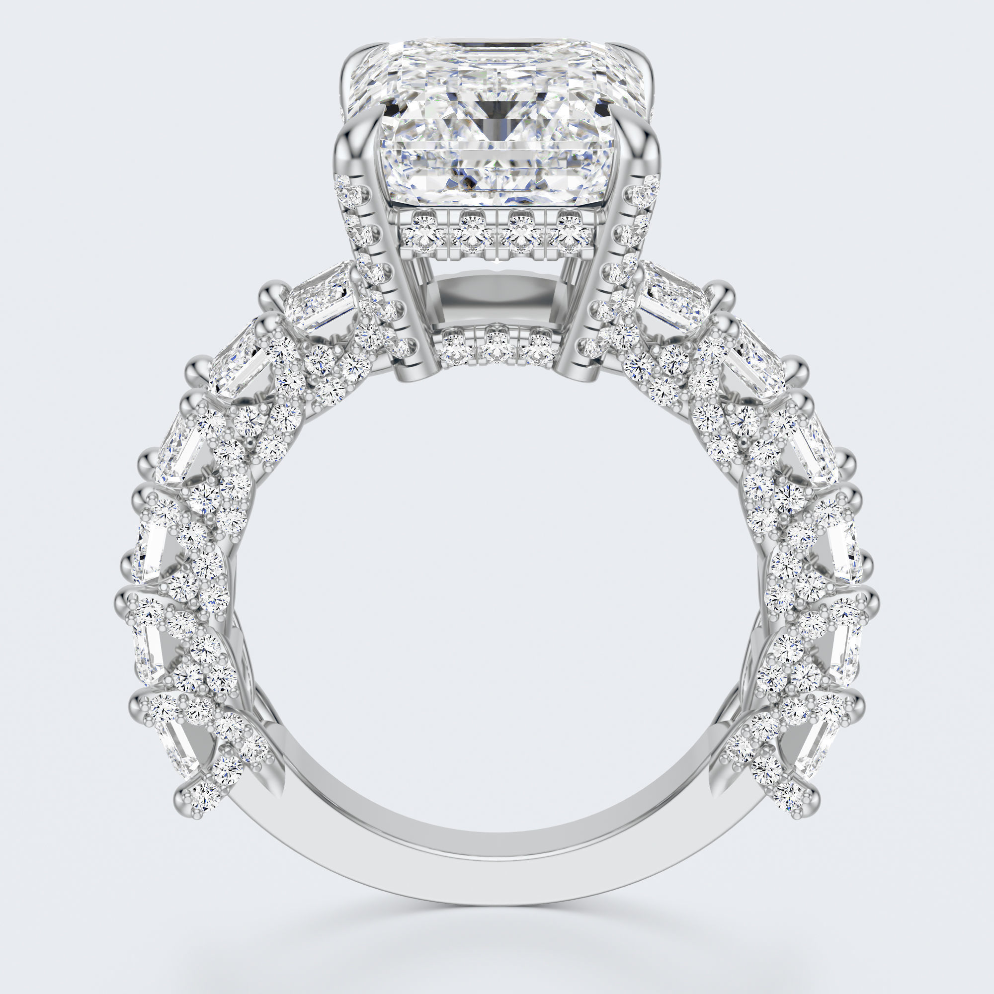 Emerald cut diamond engagement ring   3D print model_16