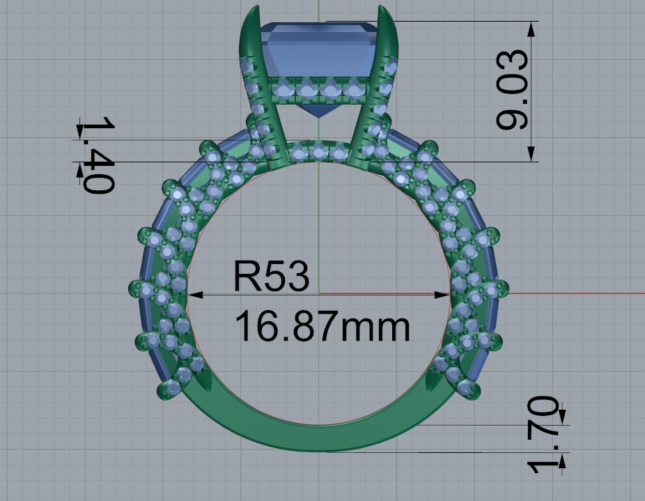 Emerald cut diamond engagement ring   3D print model_4
