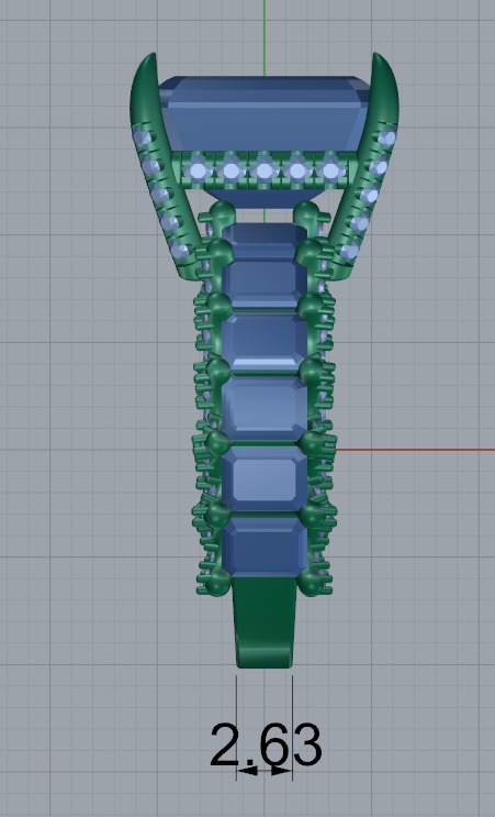 Emerald cut diamond engagement ring   3D print model_5