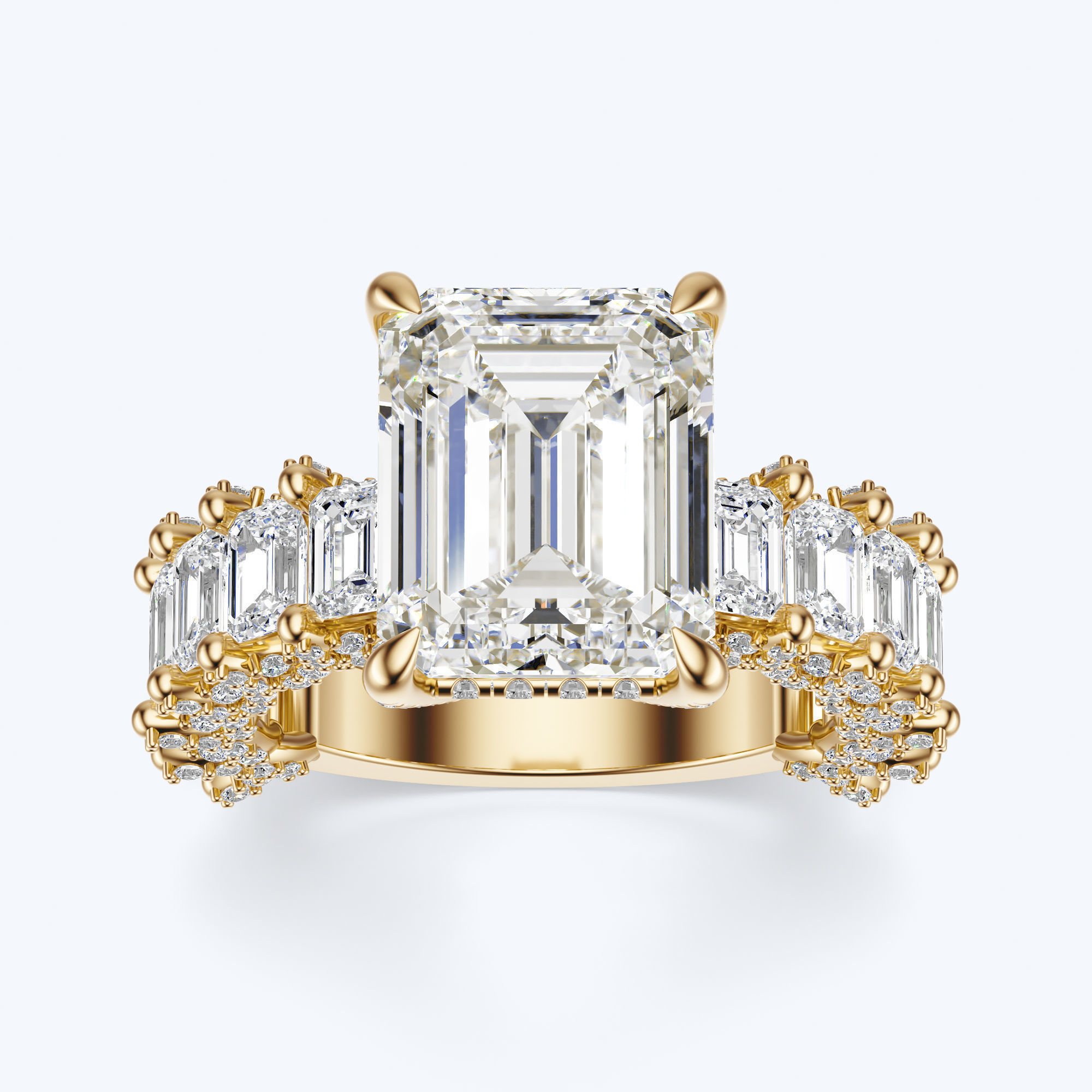 Emerald cut diamond engagement ring   3D print model_24