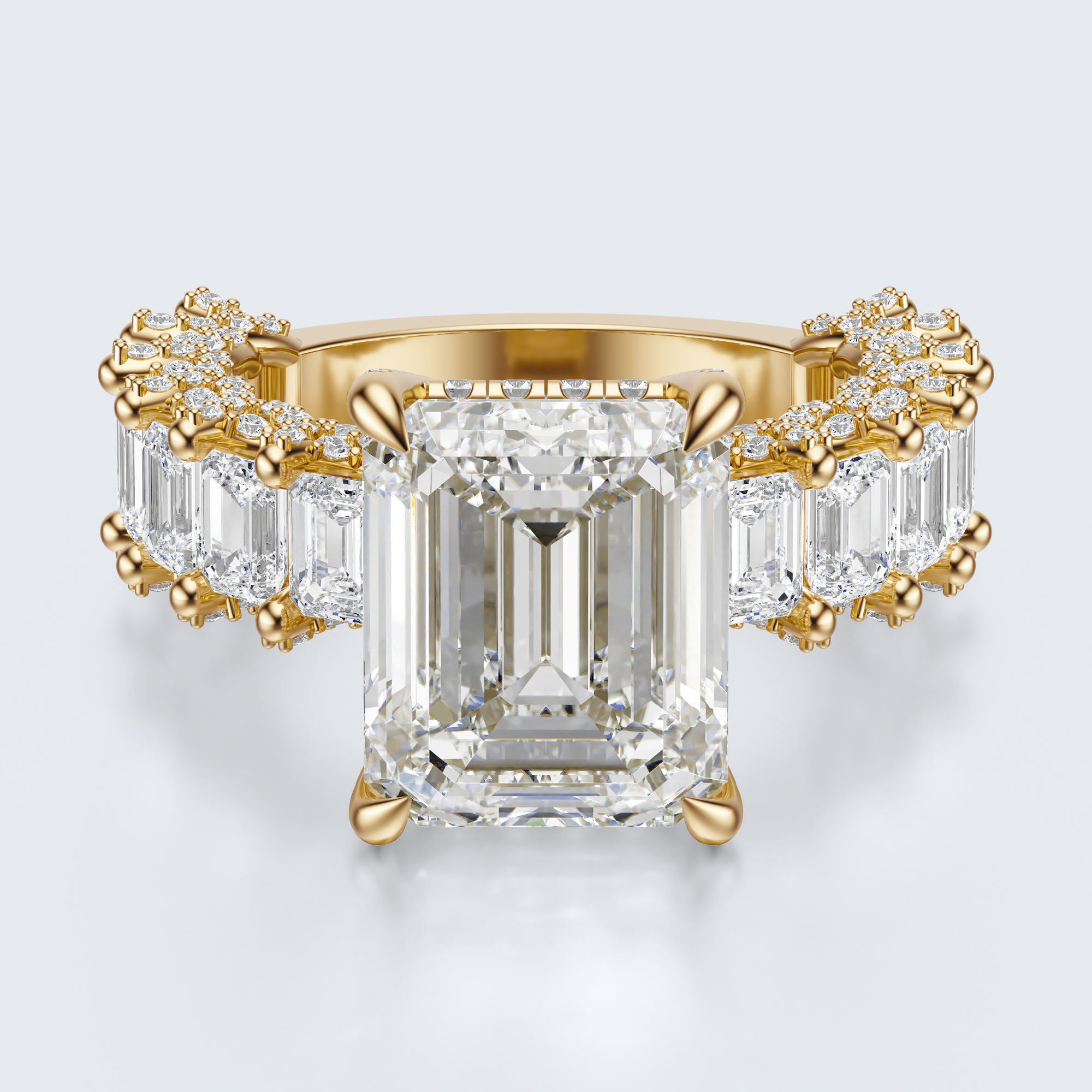 Emerald cut diamond engagement ring   3D print model_25